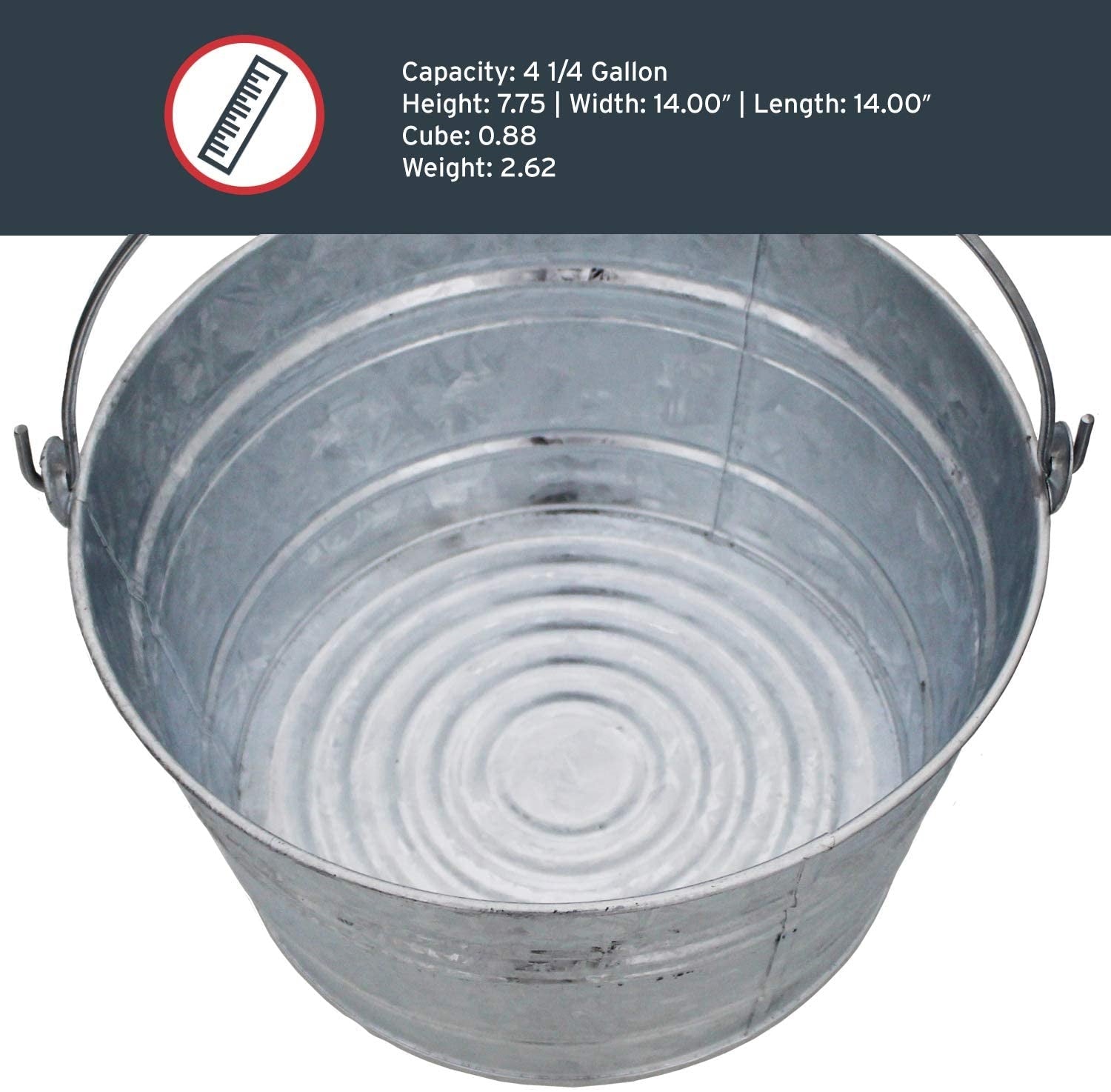 Behrens Hot Dipped Galvanized Steel Utility Pail, Silver - 4.25 Gallon Capacity