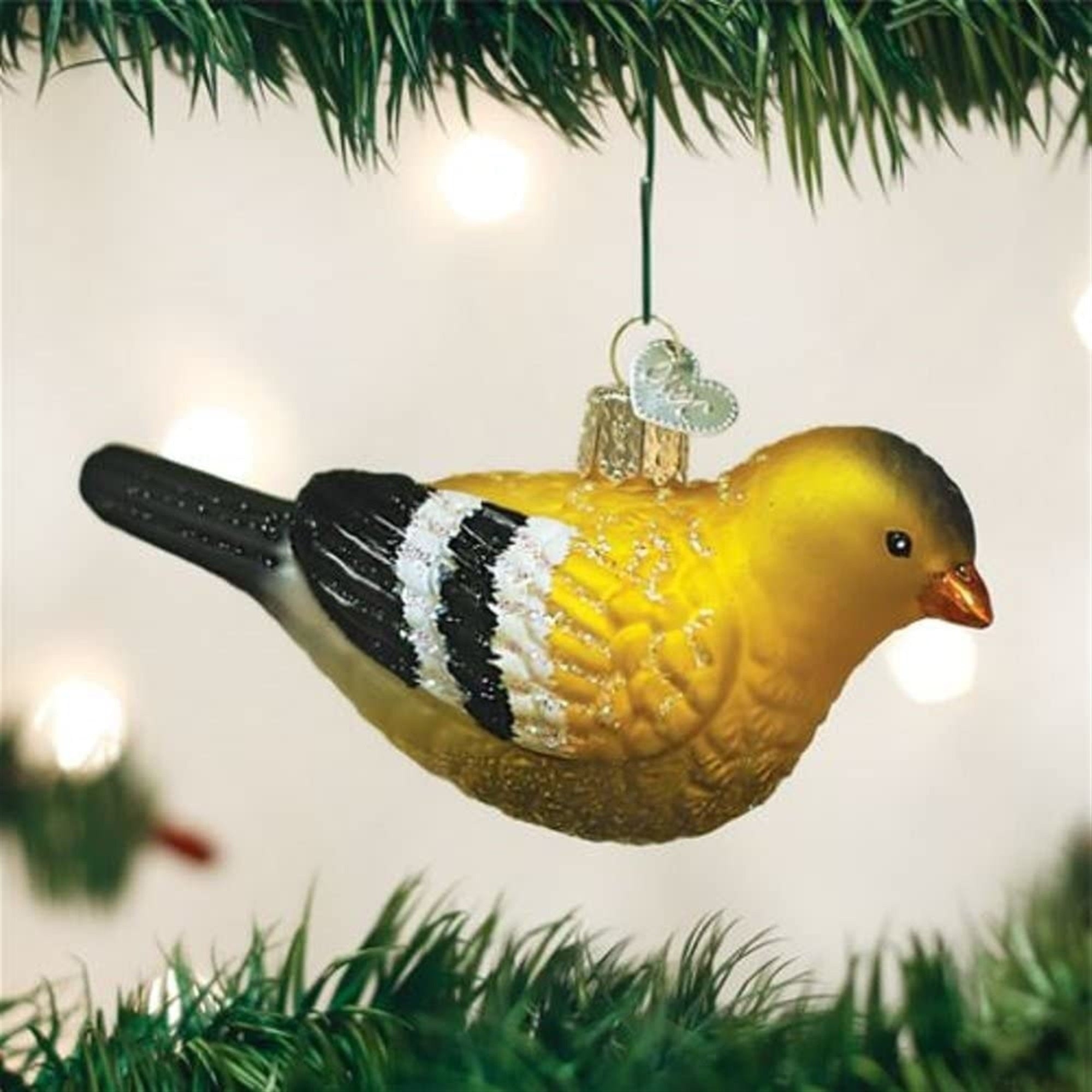 Old World Christmas Blown Glass Christmas Ornament, American Goldfinch