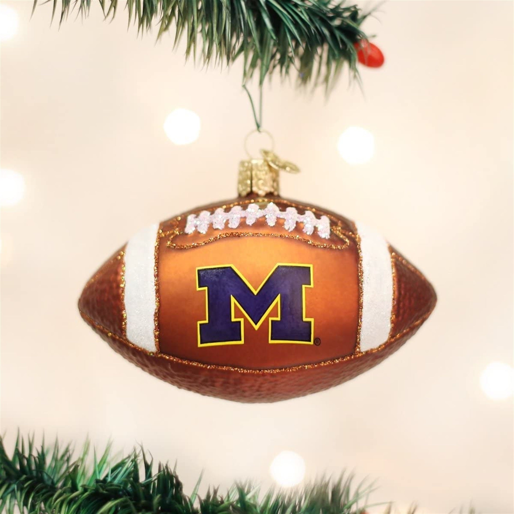 Old World Christmas University of Michigan Football Glass Blown Ornament