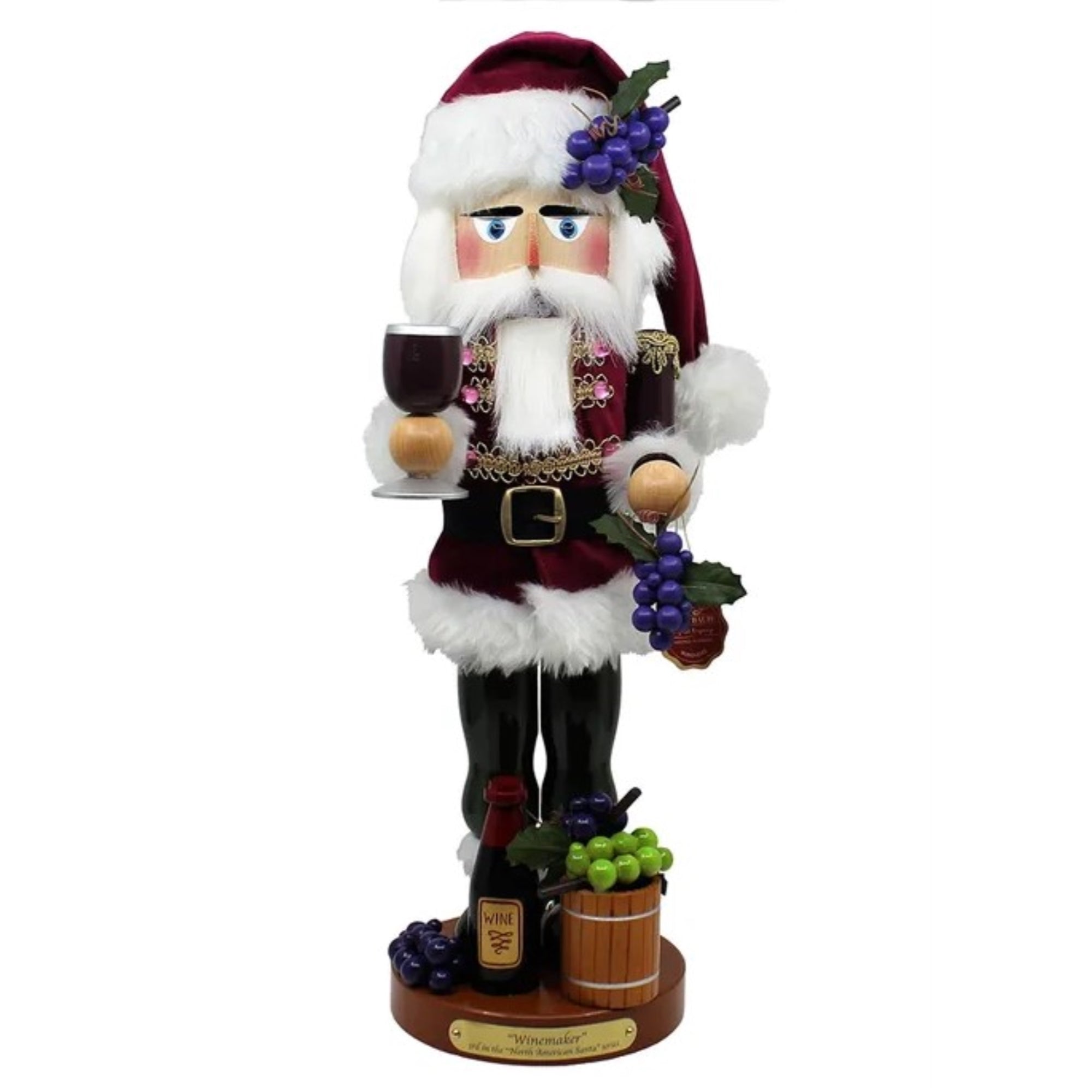 Kurt Adler Hollywood Nutcrackers, The North American Santa Series, 3rd in the Series, Winemaker Nutcracker, 18.25”