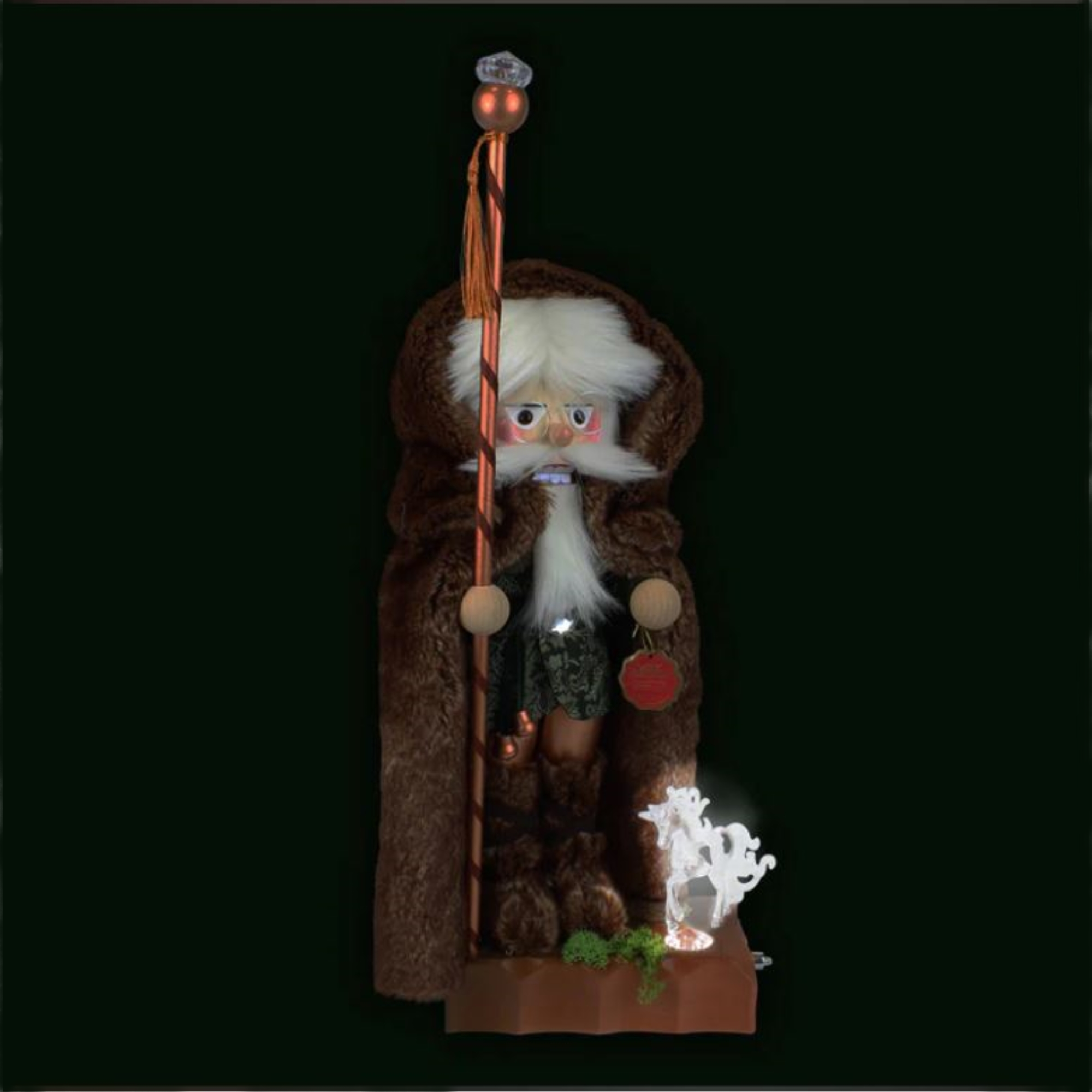 Steinbach Light-Up Wooden Nutcracker, German Christmas Decoration, Wizard In The Wood, 17.75"