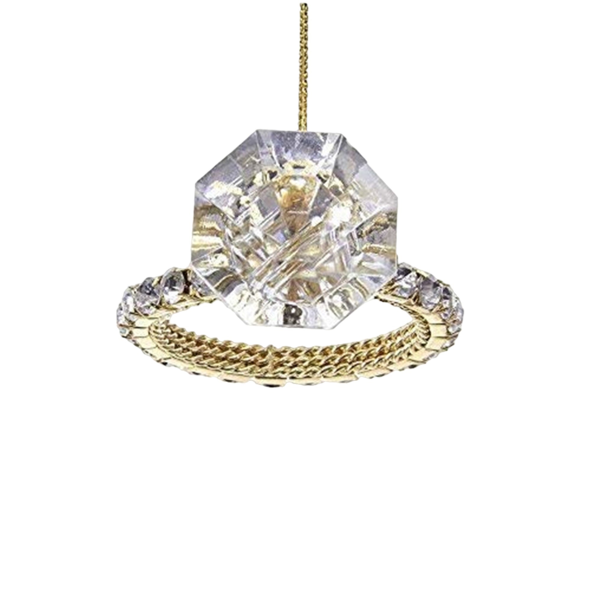 Kurt Adler Holiday Shiny Diamond Ring Hanging Christmas Ornament