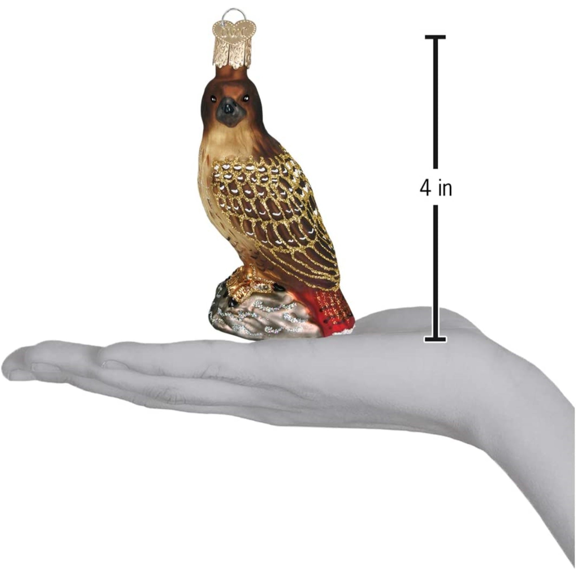 Old World Christmas Blown Glass Christmas Ornament, Red-Tailed Hawk