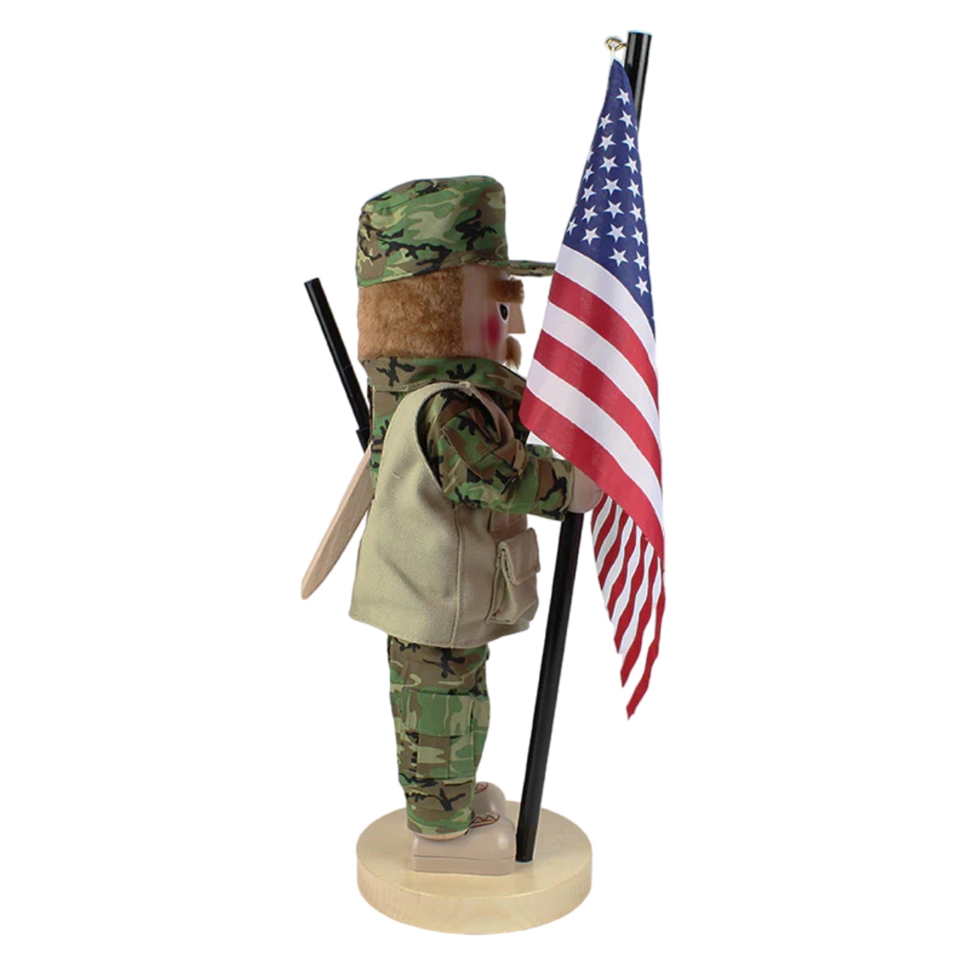 Steinbach Wooden Big Nutcracker For Christmas Decoration From Germany, U.S. Army Soldier, 17.25"