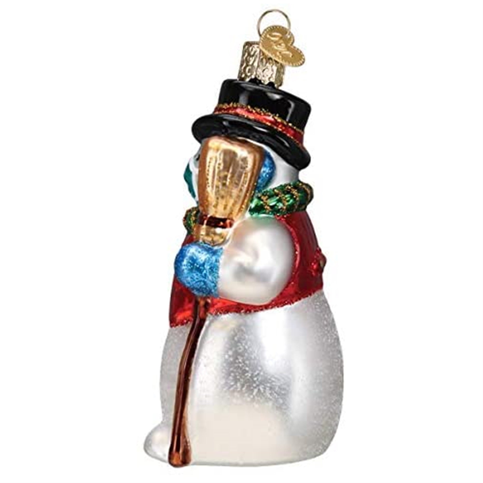 Old World Christmas Glass Blown Ornament Snowman with Face Mask, 4.5"