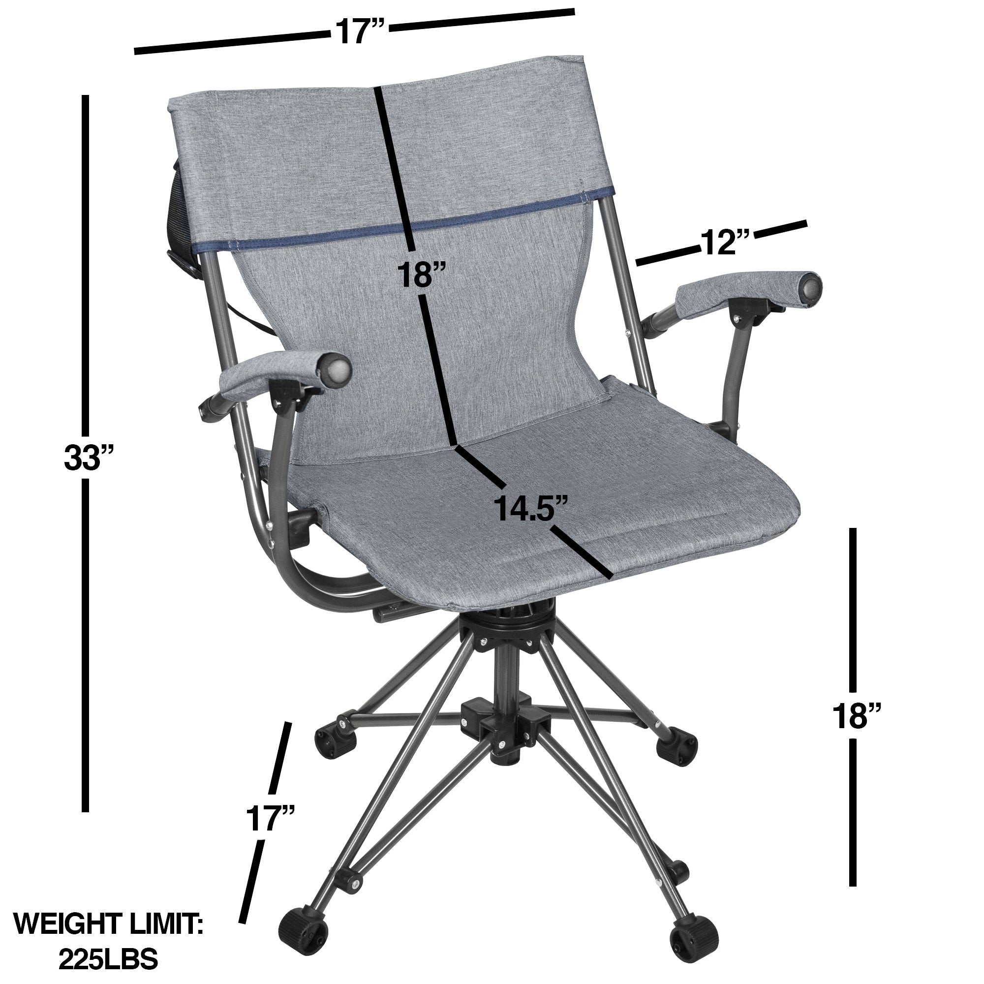 Zenithen Outdoor/Indoor Folding Portable Lawn 360 Swivel Bag Chair with Armrests, Grey