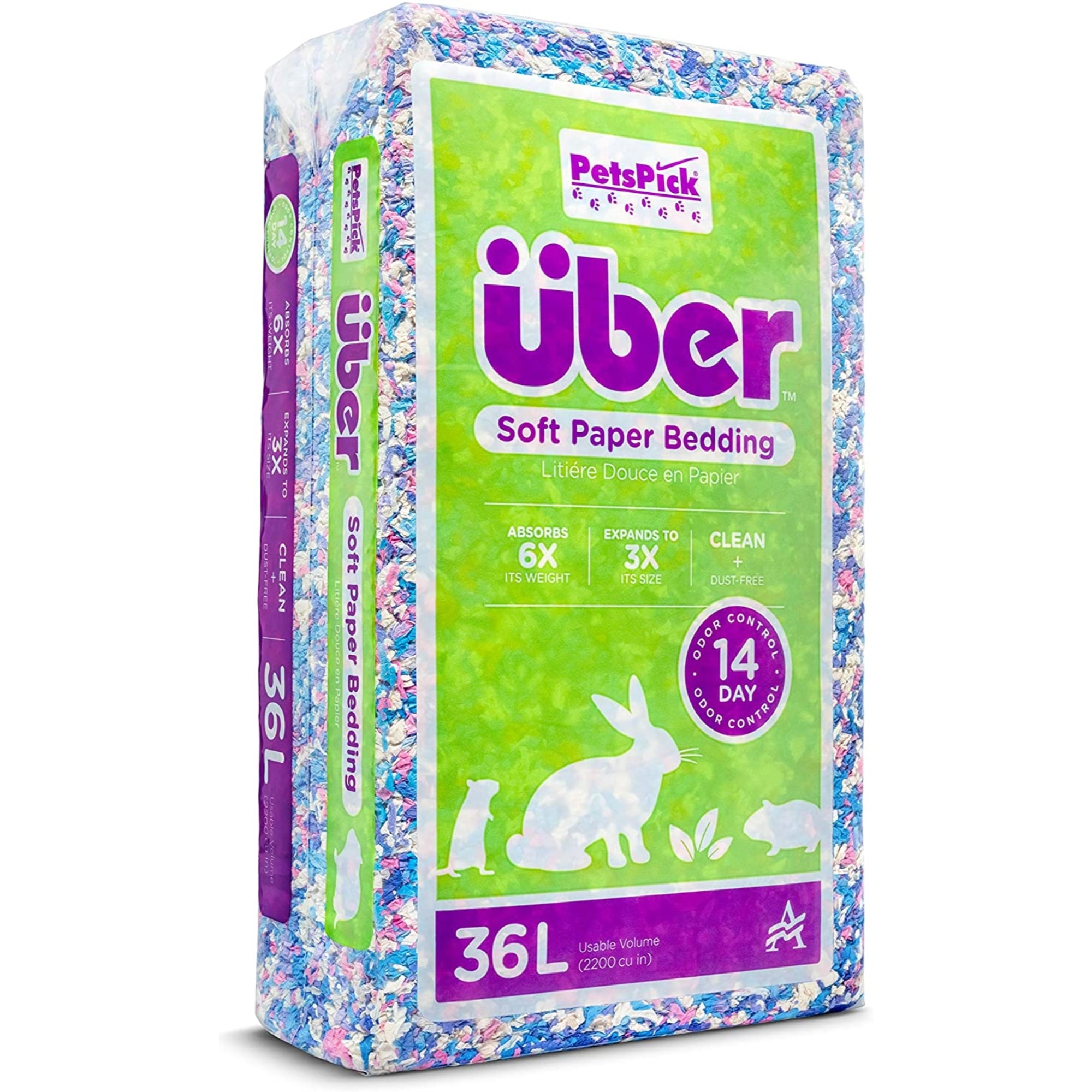 PetsPick Uber Soft Paper Pet Bedding for Small Animals, Confetti 36L