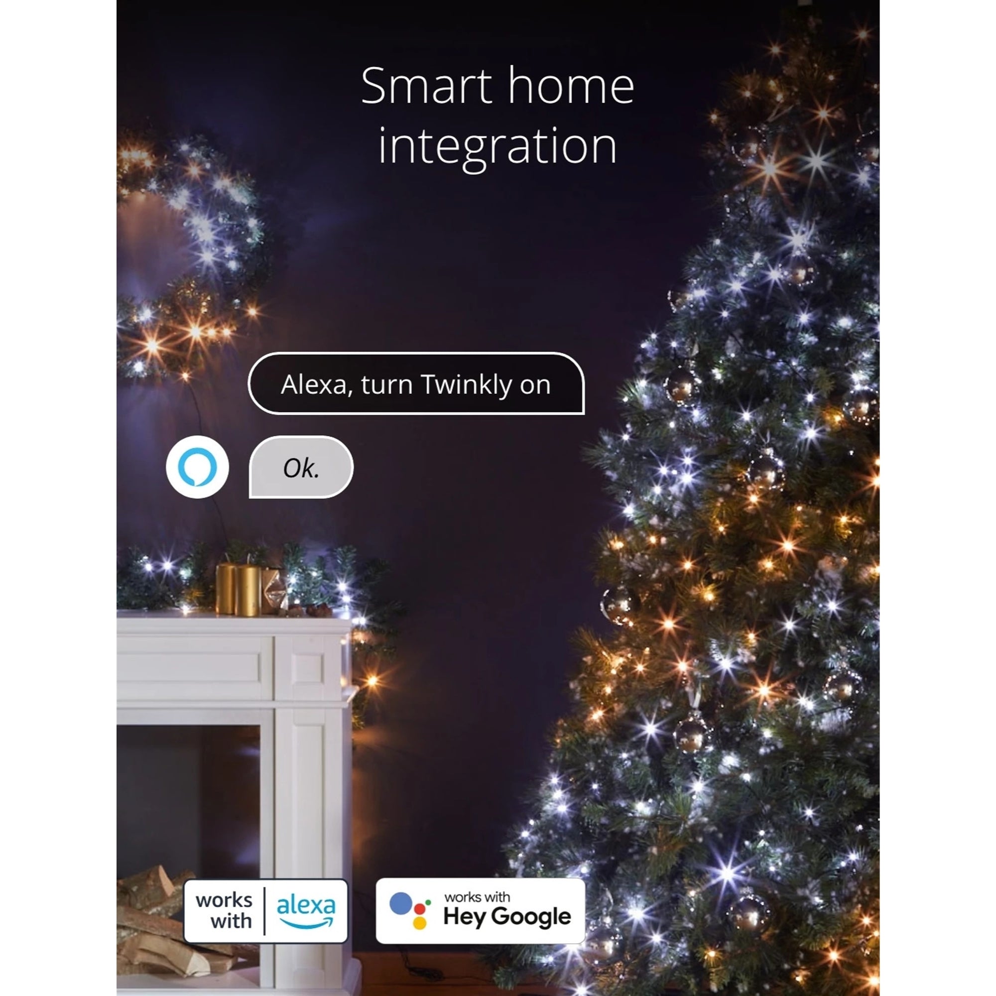 Twinkly Strings App Controlled Green Wire Christmas Light String Indoor and Outdoor Smart Home Lighting Decoration, Gold and Silver AWW LED