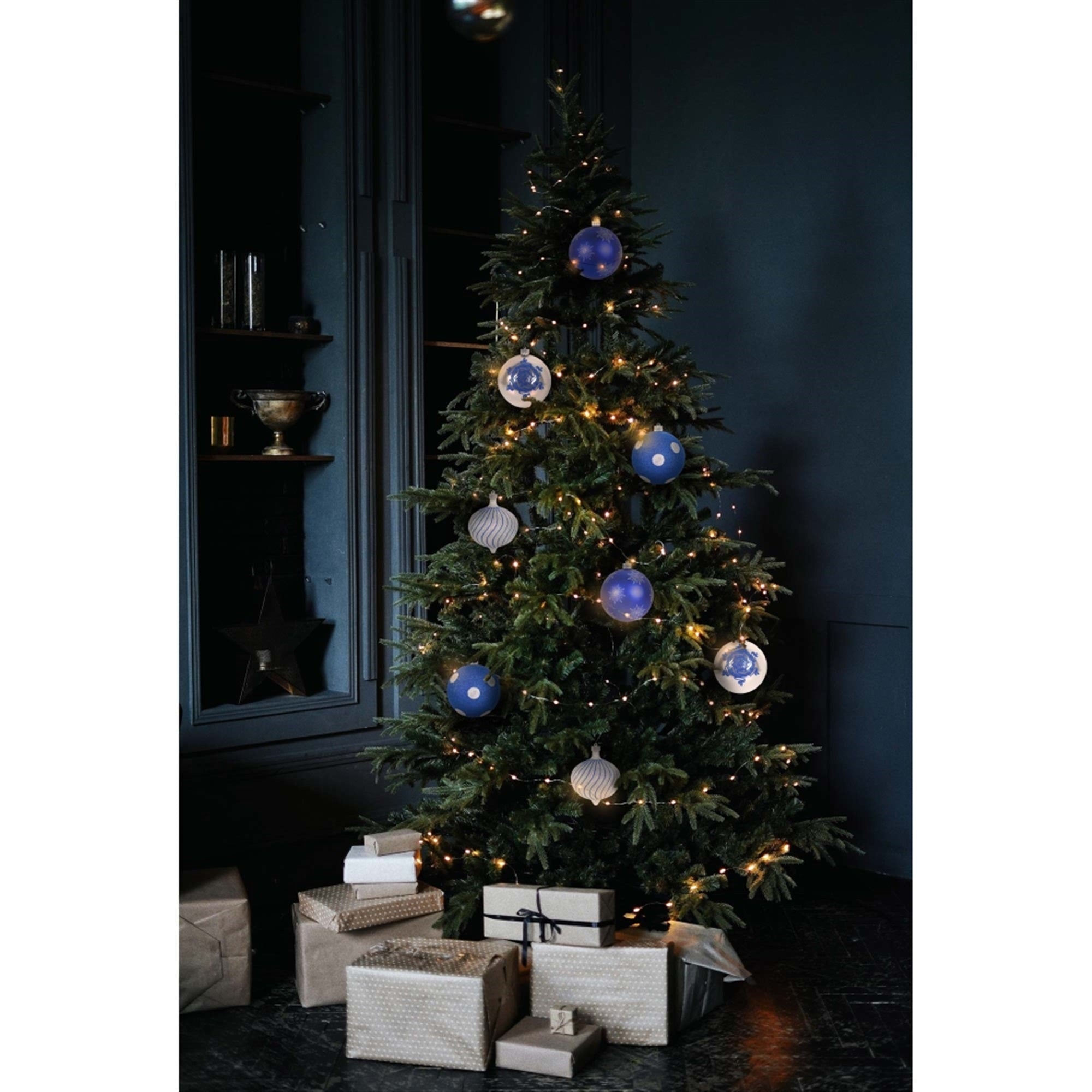 Christmas By Krebs Decorative Ball Ornament, 6 Inch, Blue & Silver (Pack of 8)
