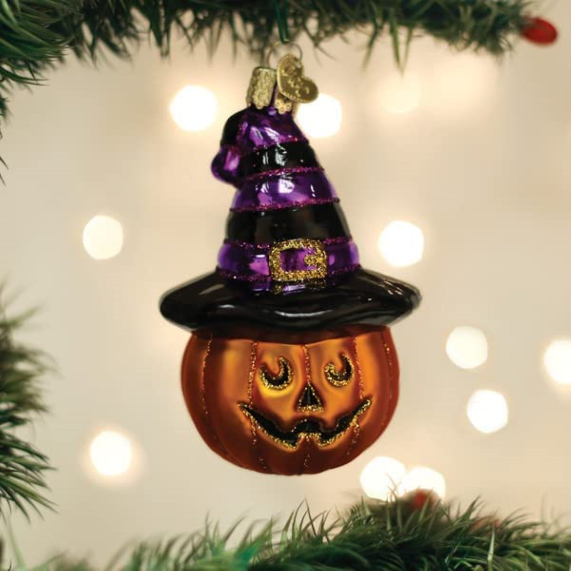 Old World Christmas Witch Pumpkin Glass Blown Ornament, Christmas Tree