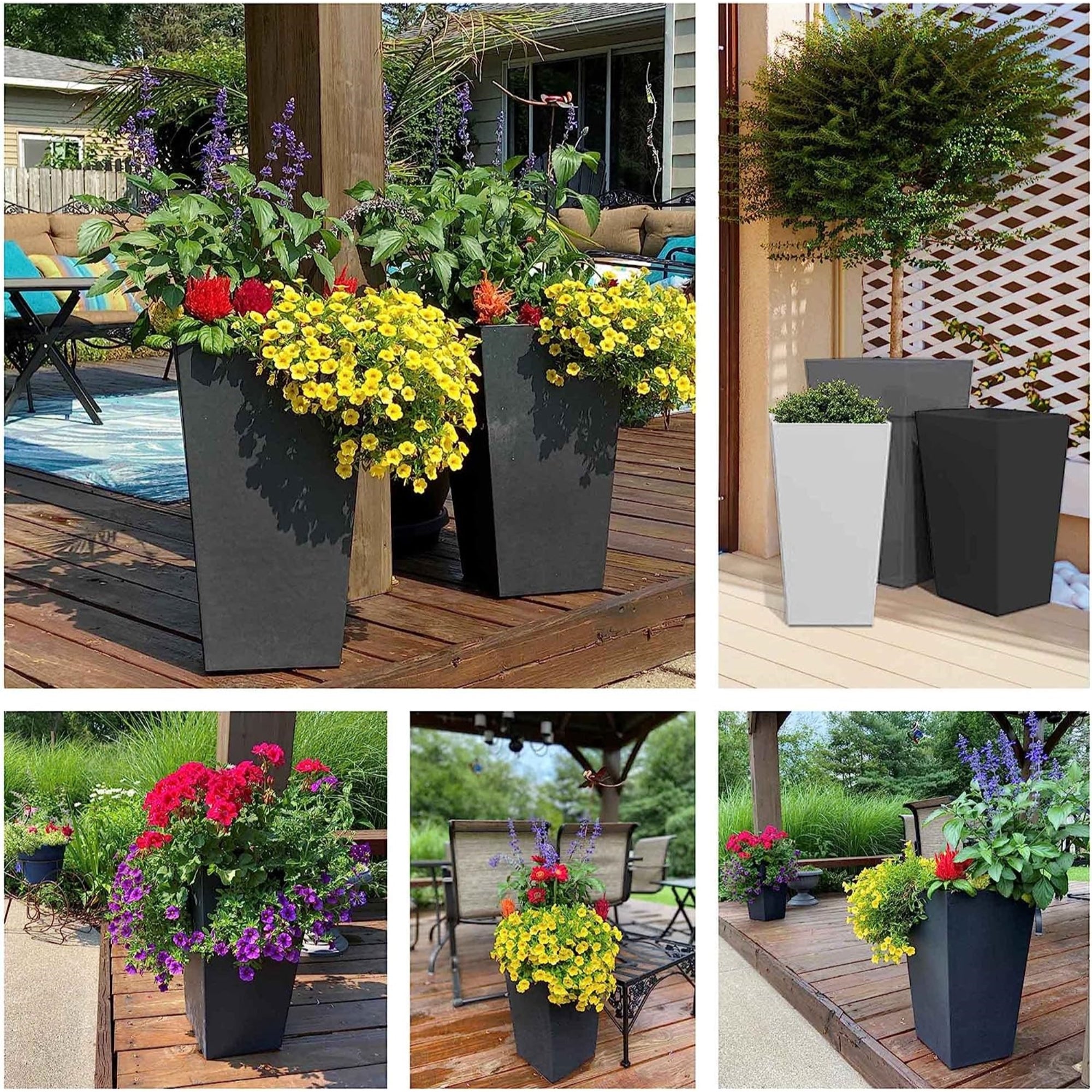 Bloem Finley Indoor/Outdoor Plastic Square Planter, 12" x 20"