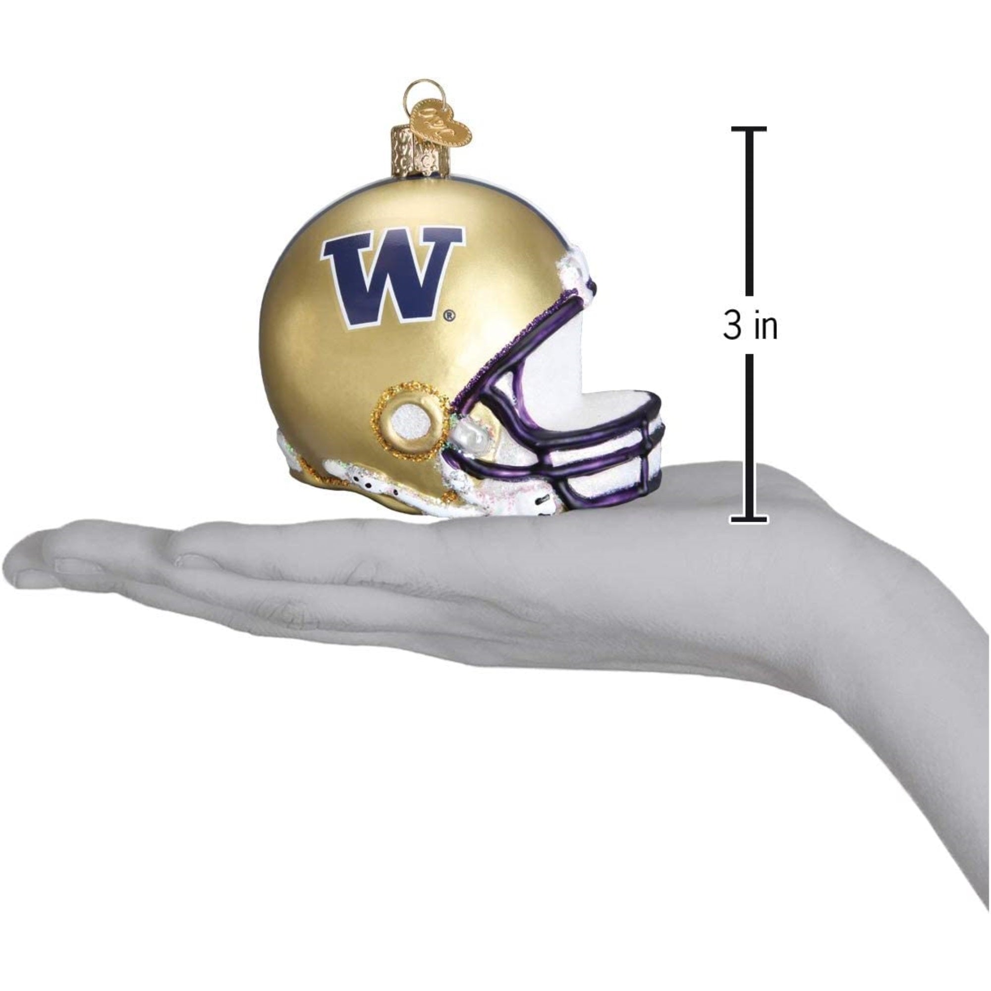 Old World Christmas Blown Glass Ornament for Tree, Washington Huskies Helmet