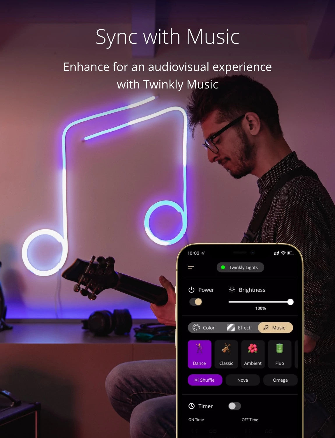 Twinkly Flex App Controlled Flexible White Wire Light Tube Indoor Smart Home Lighting Decoration, Multicolor LED