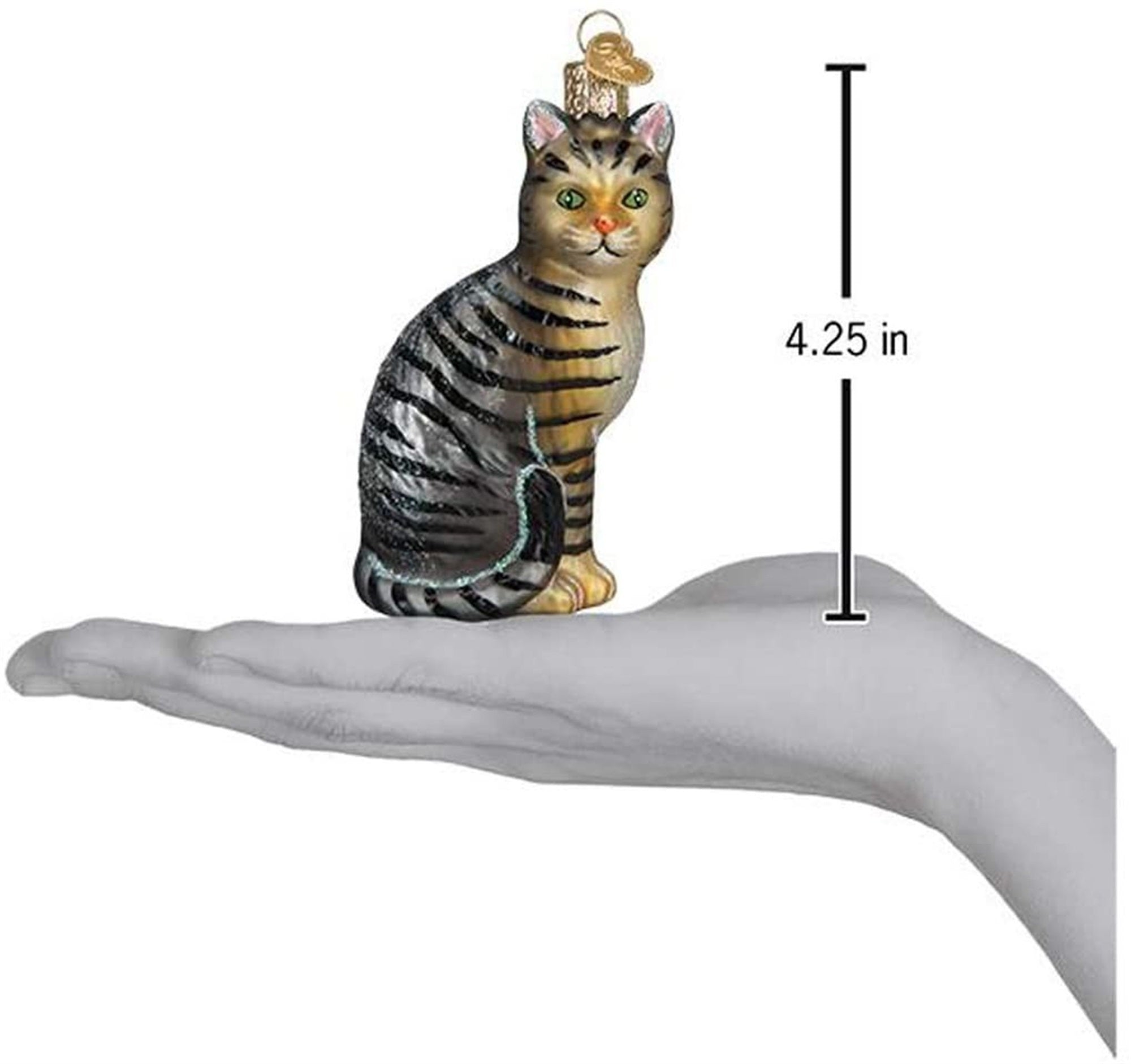 Old World Christmas Glass Blown Tabby Cat Ornament