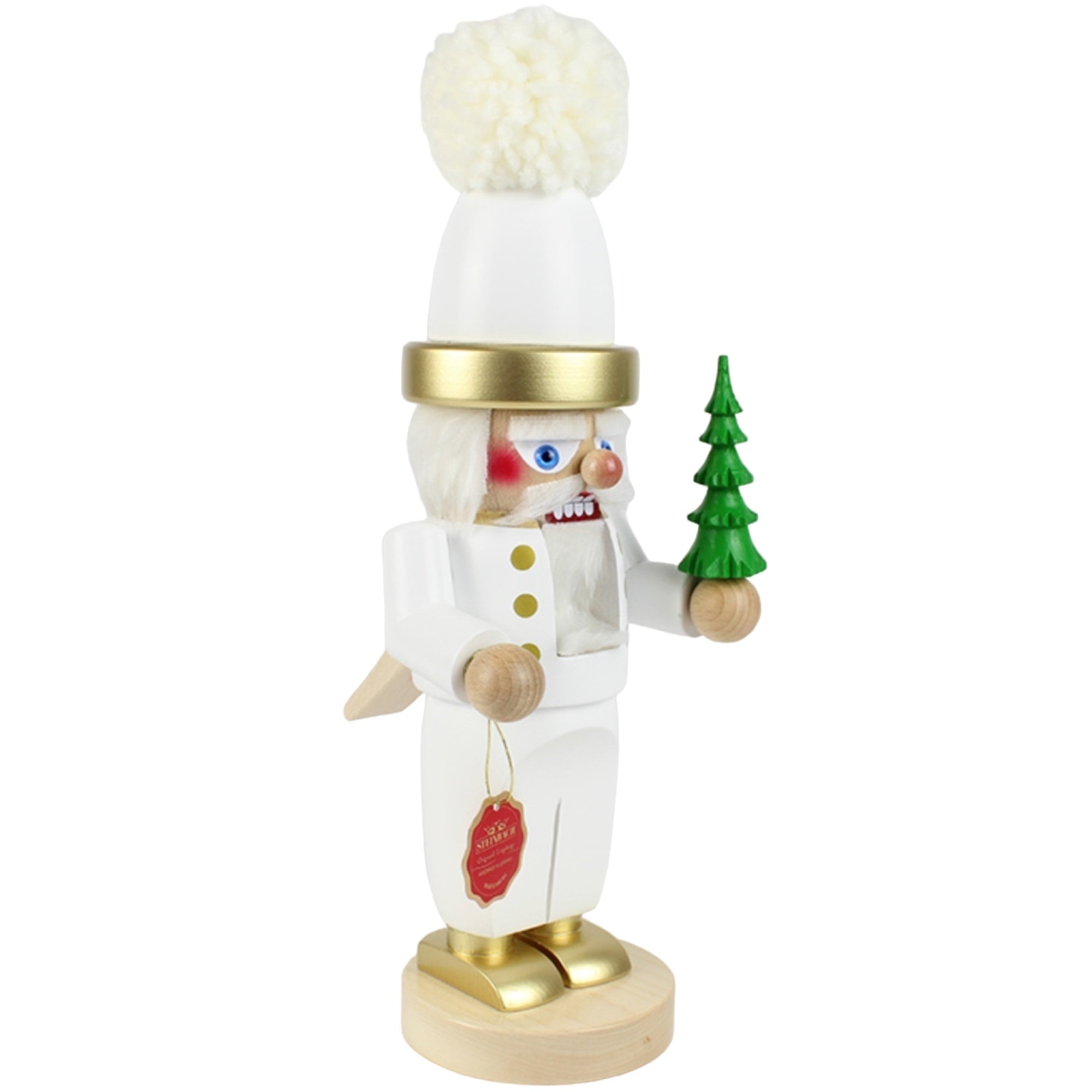 Kurt Adler Steinbach Wooden Chubby Nutcracker, White Santa, 13.3"