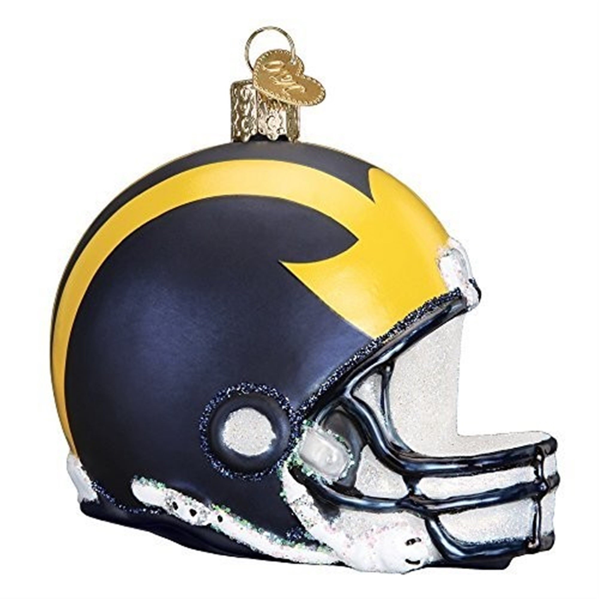 Old World Christmas Michigan Football Helmet Glass Ornament For Christmas Tree