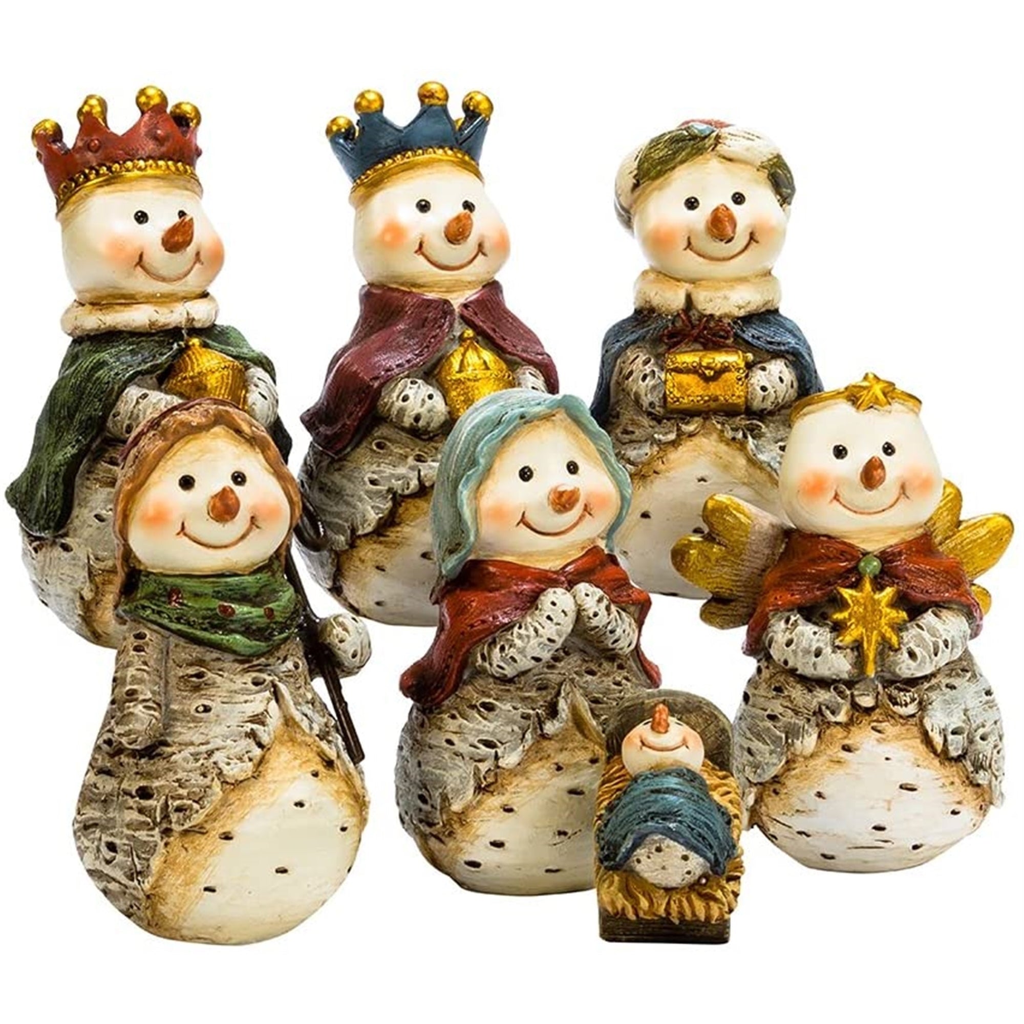 Kurt S. Adler 7 Piece 6" Resin Snowmen Nativity Scene Table Set