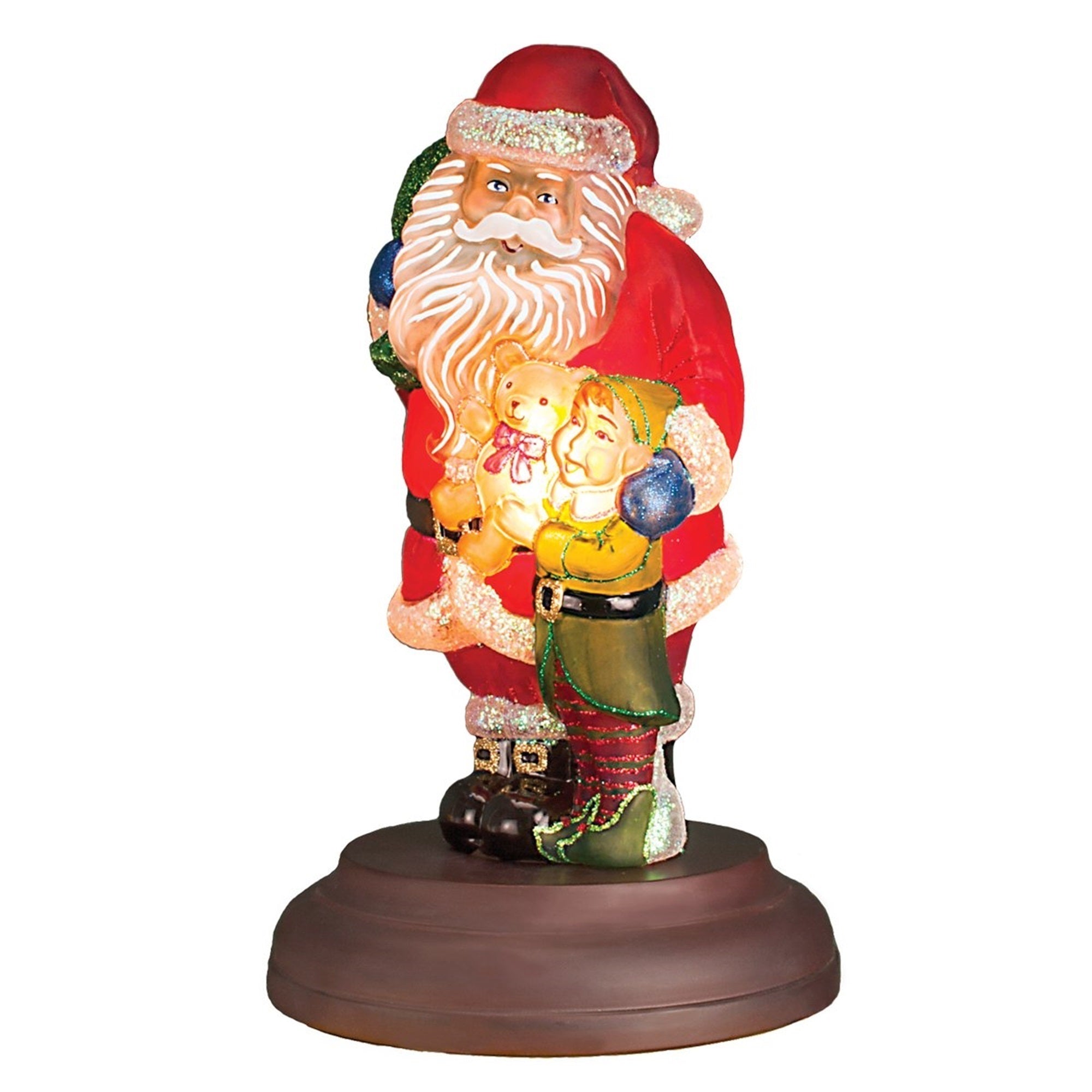 Old World Christmas Santa's Bright-Eyed Buddy Glass Night Light Figurine, 10.5
