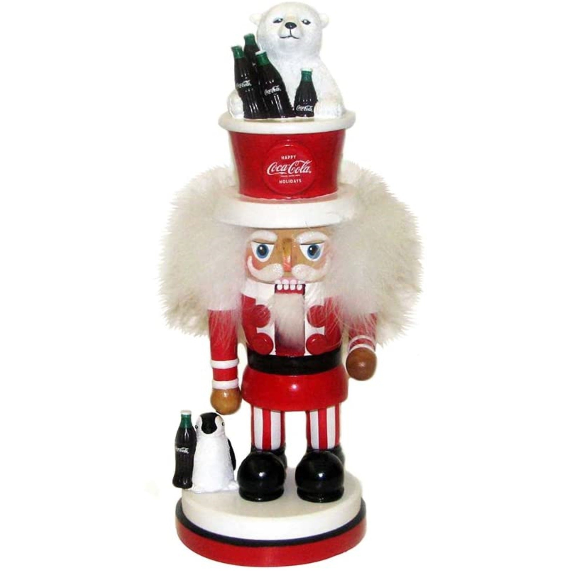 Kurt Adler Coke Nutcracker with Polar Bear Hat, 15"