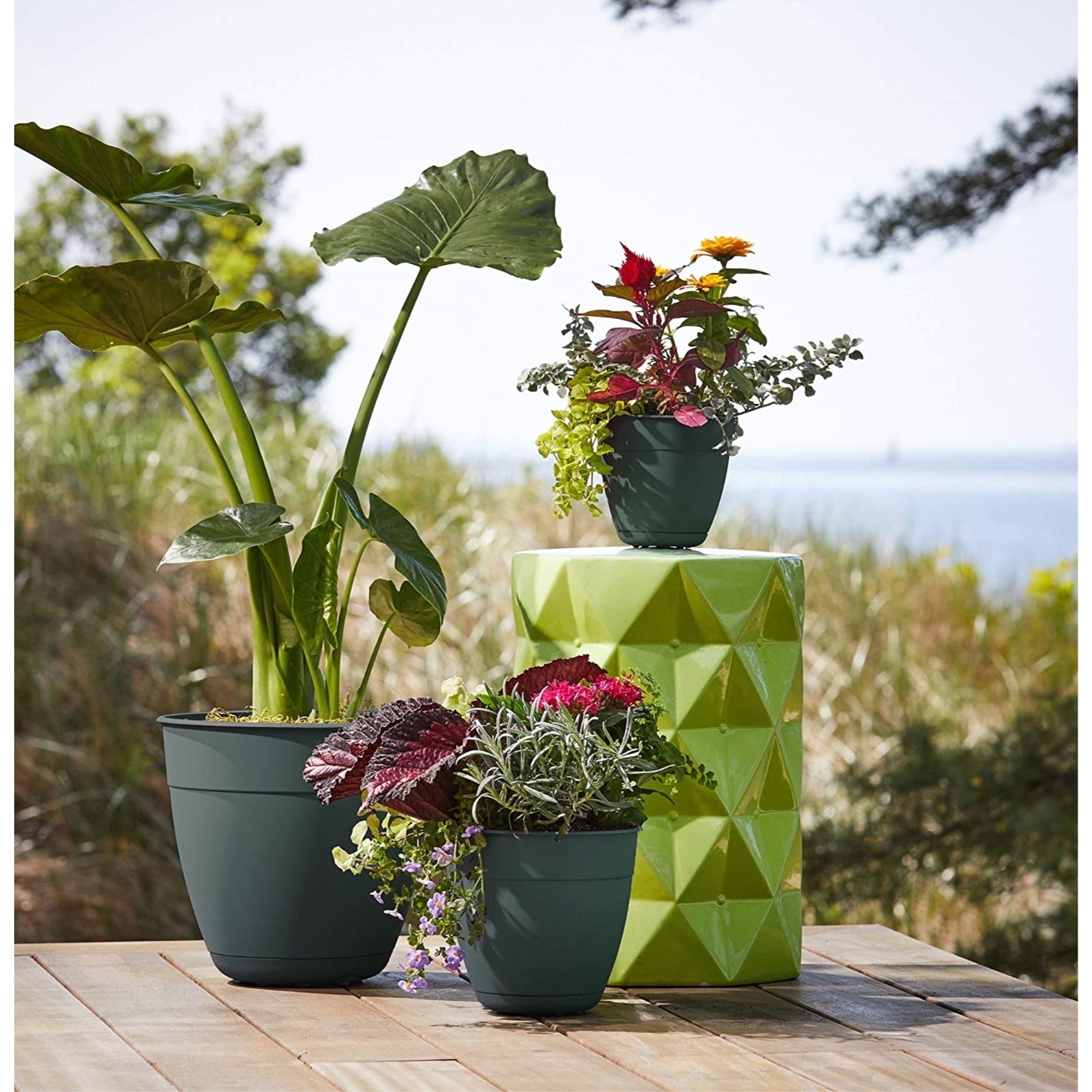 Bloem Dayton Recycled Ocean Plastic Planter With Attached Saucer