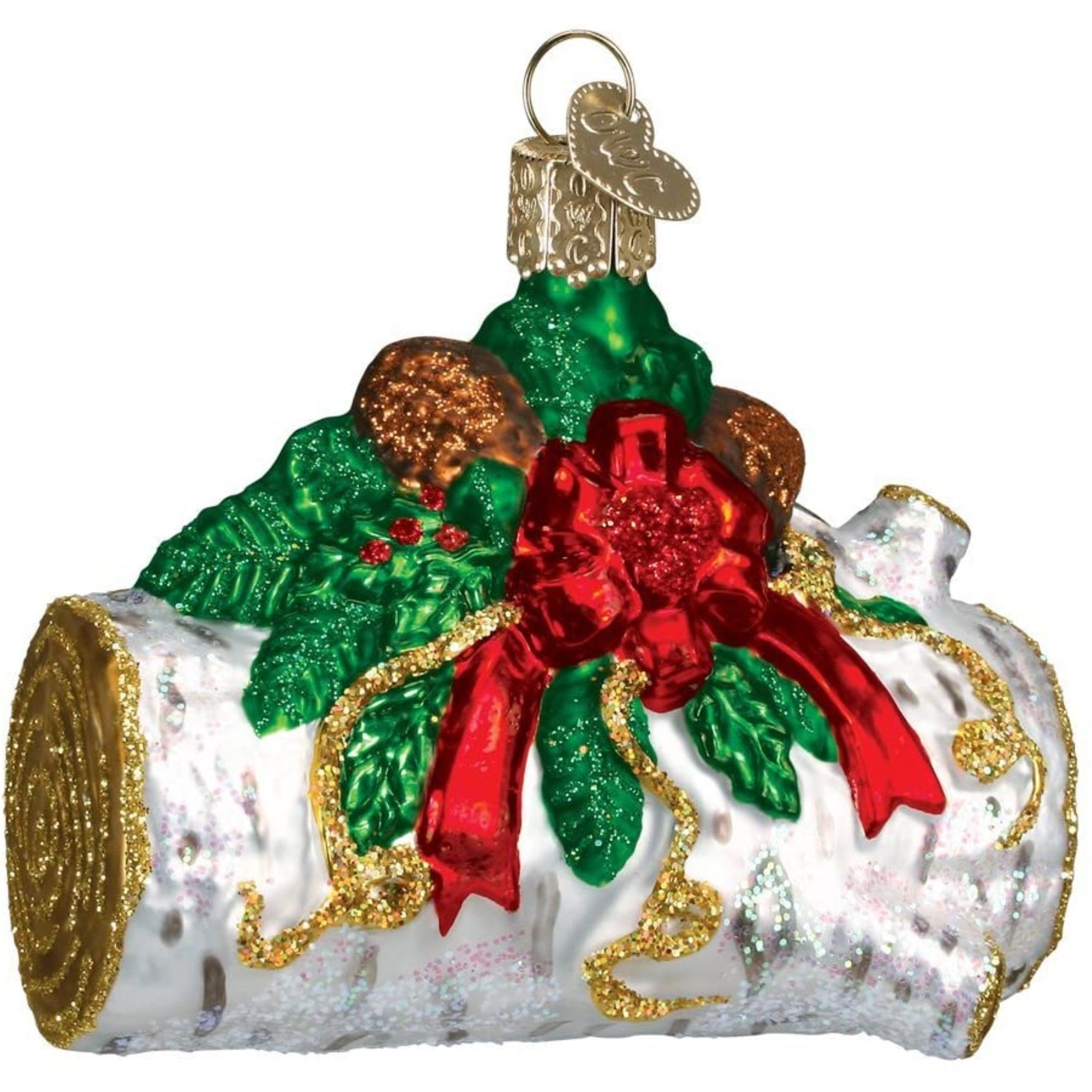 Old World Christmas Glass Blown Tree Ornament, Yule Log