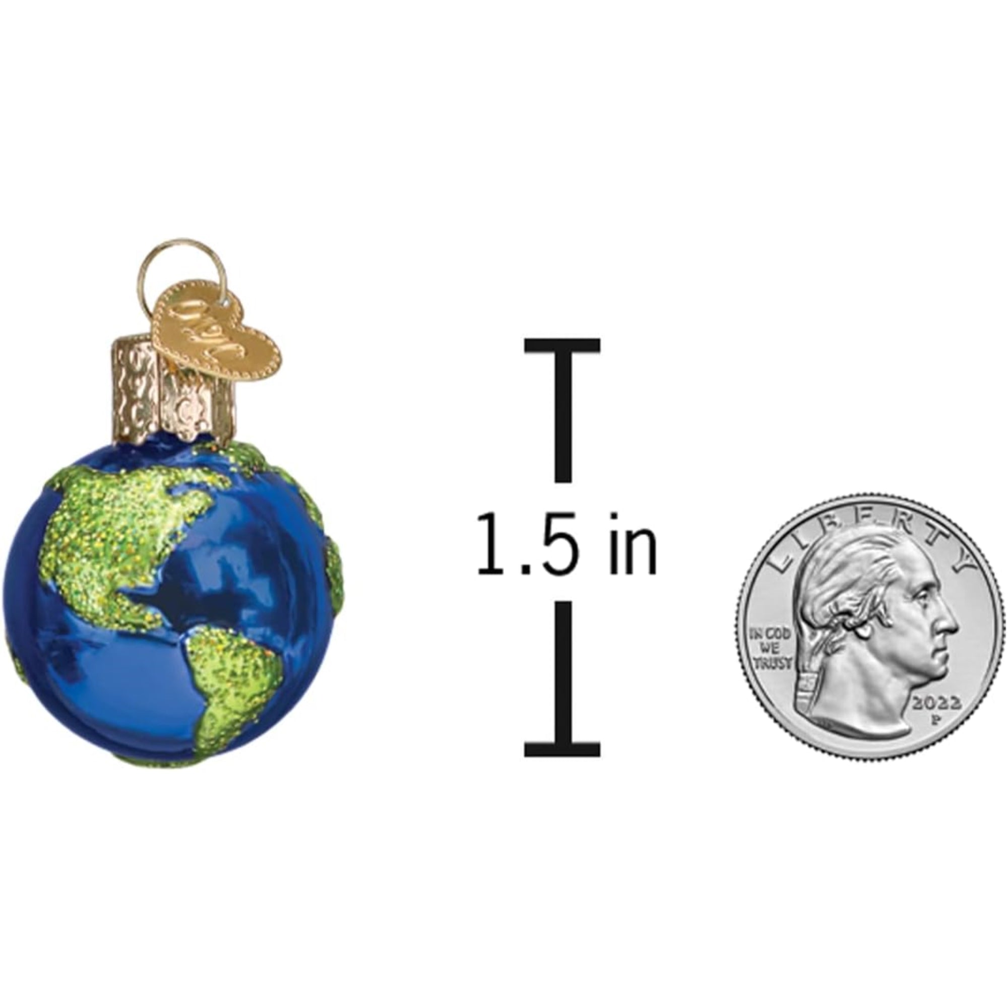 Old World Christmas Gumdrops Mini Planet Earth Glass Blown Ornament for Christmas Tree, Multicolored, 1.5"