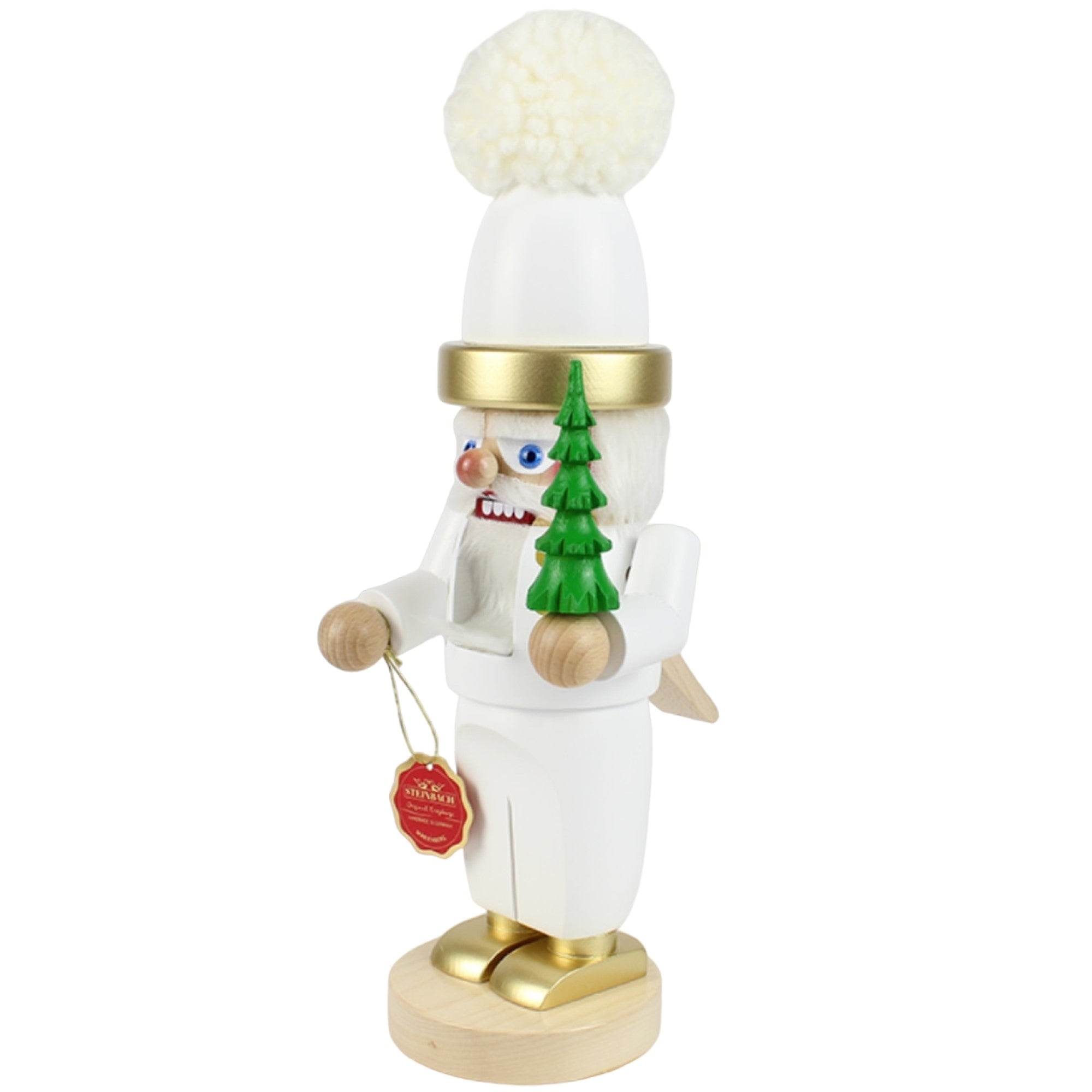 Kurt Adler Steinbach Wooden Chubby Nutcracker, White Santa, 13.3"