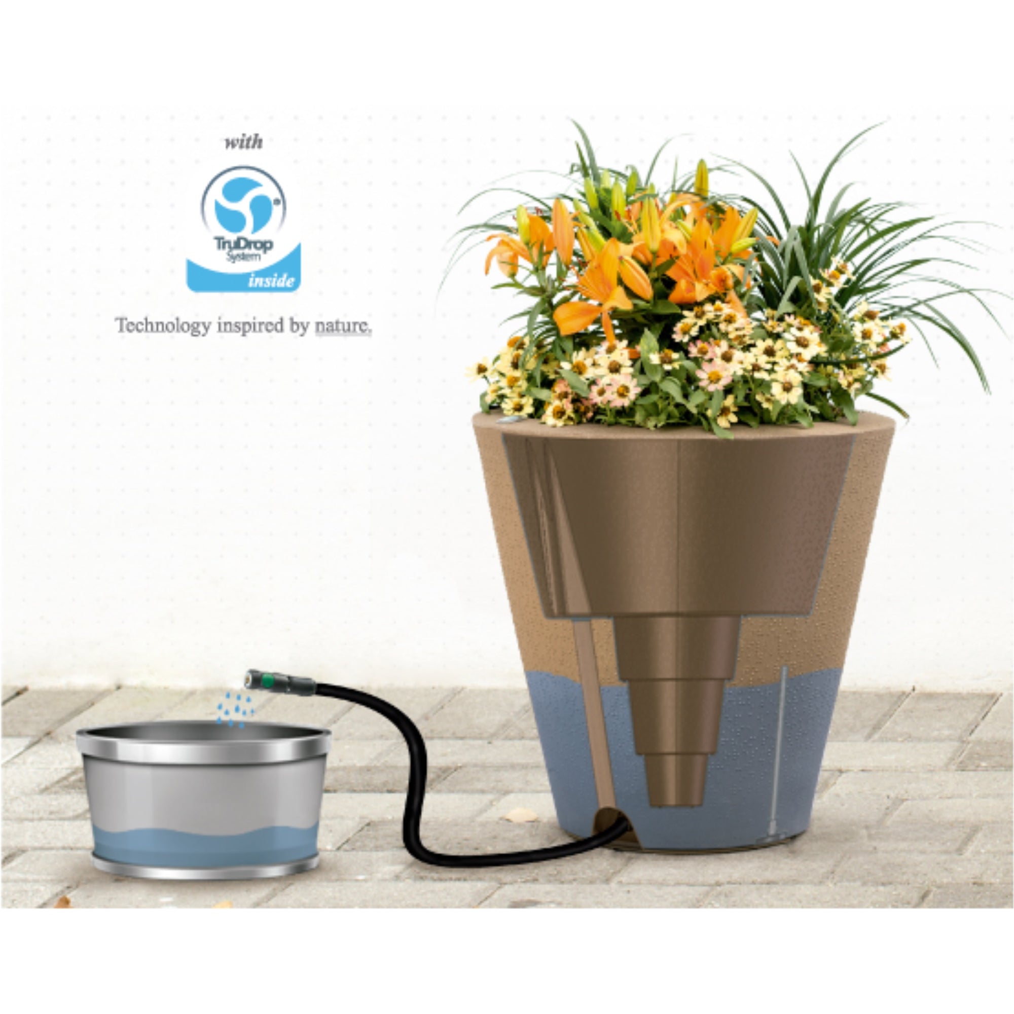 Crescent Garden Tru Drop Tall Cup Self Watering Plastic Planter Flower Pot Planter