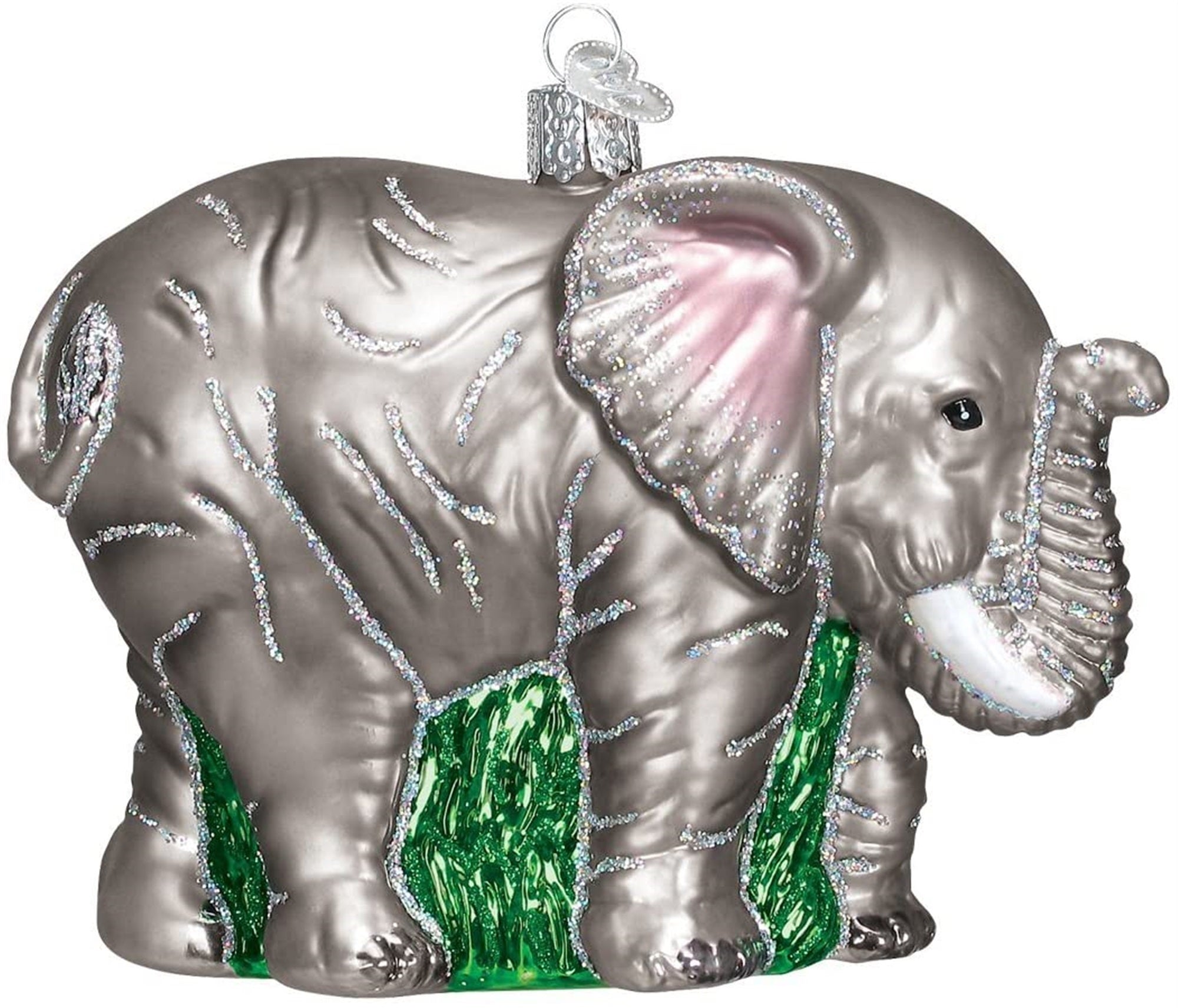 Old World Christmas Glass Blown Ornament Large Elephant, 5"