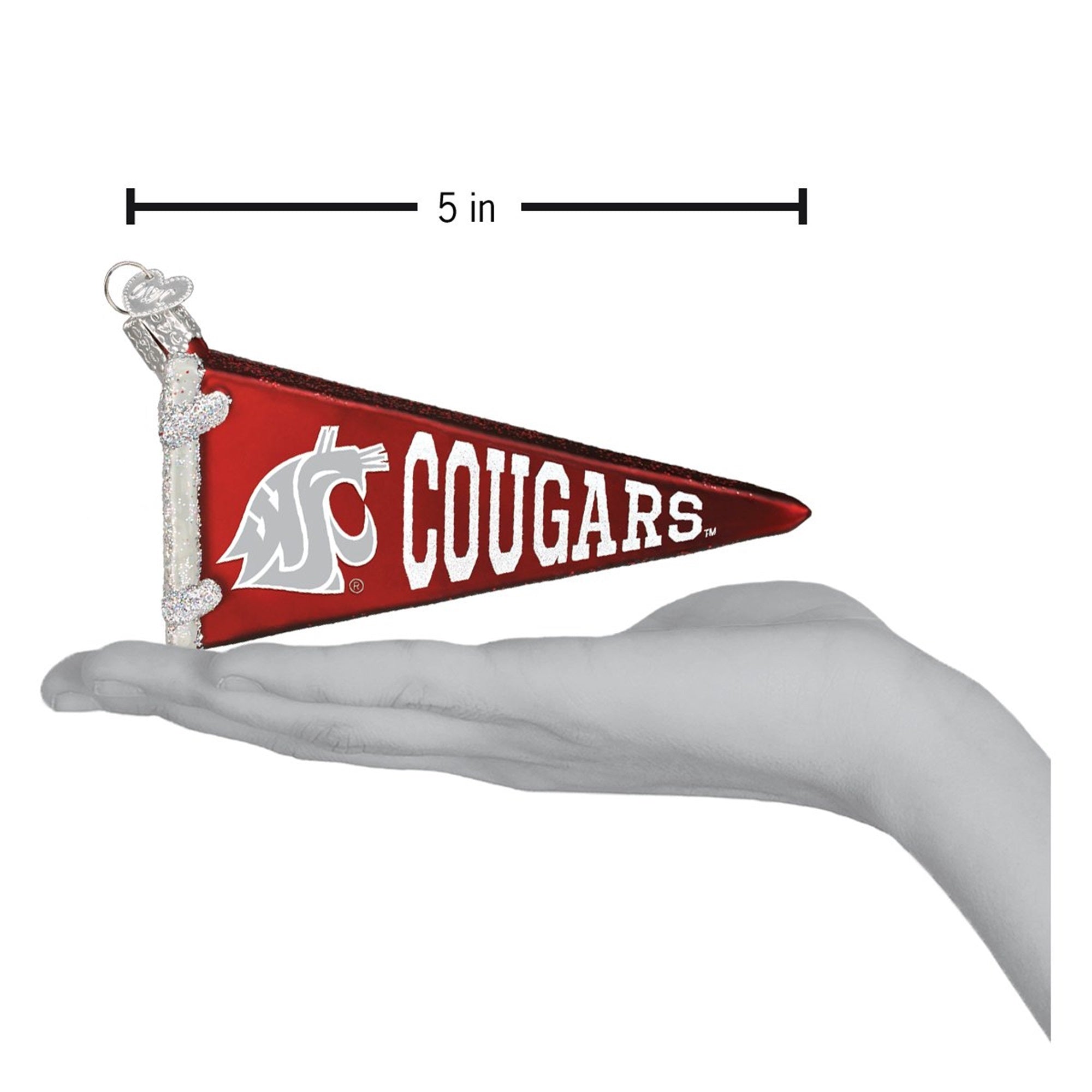 Old World Christmas Hanging Glass Tree Ornament, Washington State University Pennant
