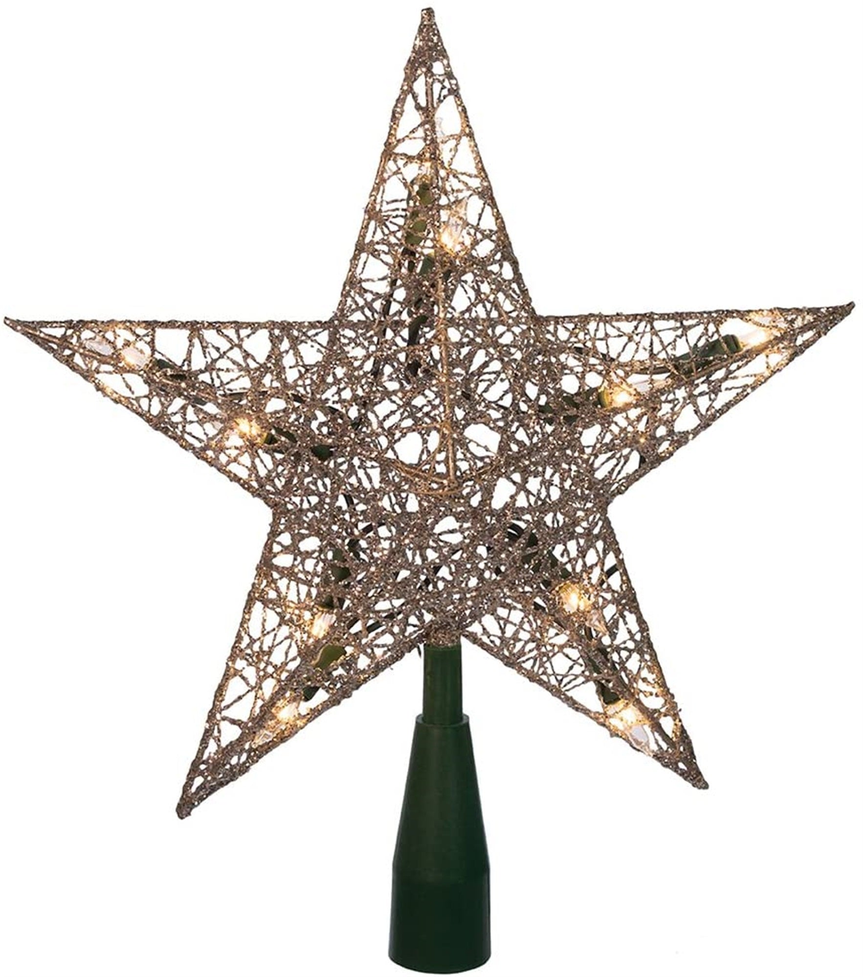 Kurt Adler (#UL0131S) Silver Wire Star Tree Topper w/ 10 Lights, 9"