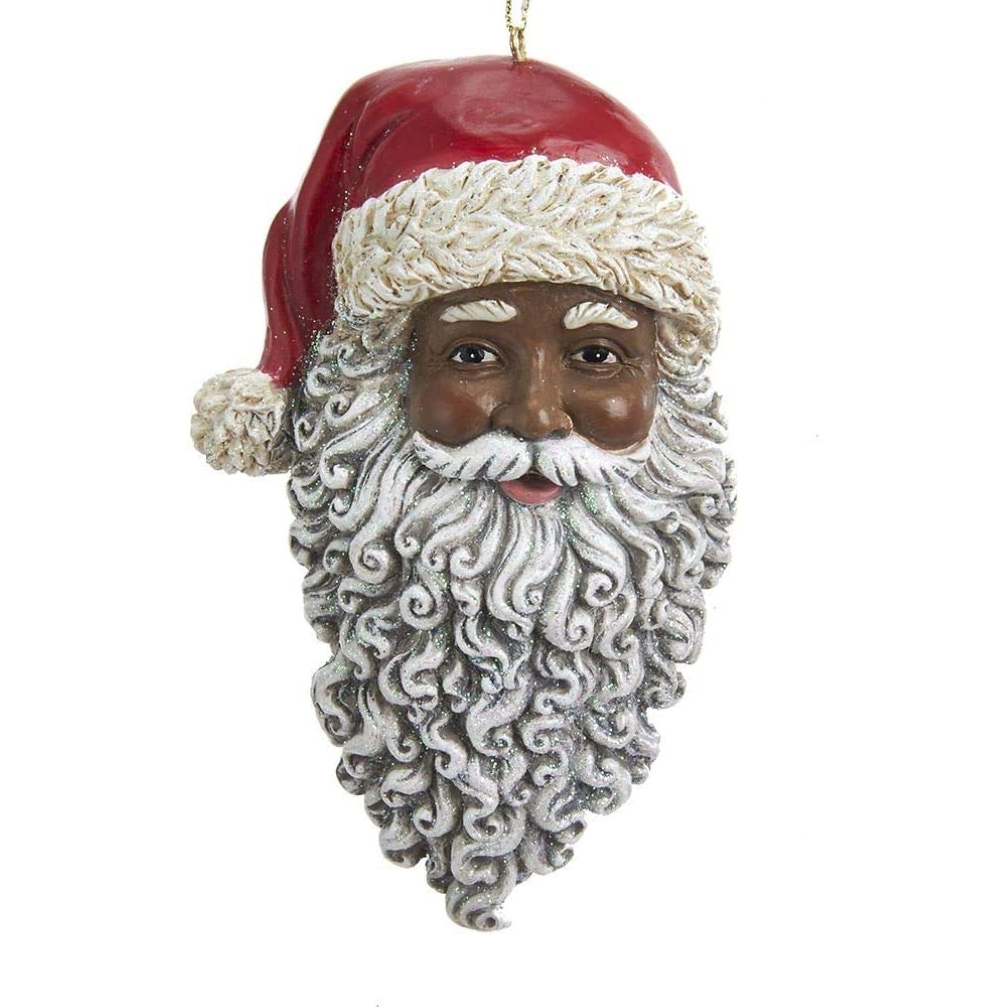 Kurt Adler Resin African American Santa Head Christmas Tree Ornament