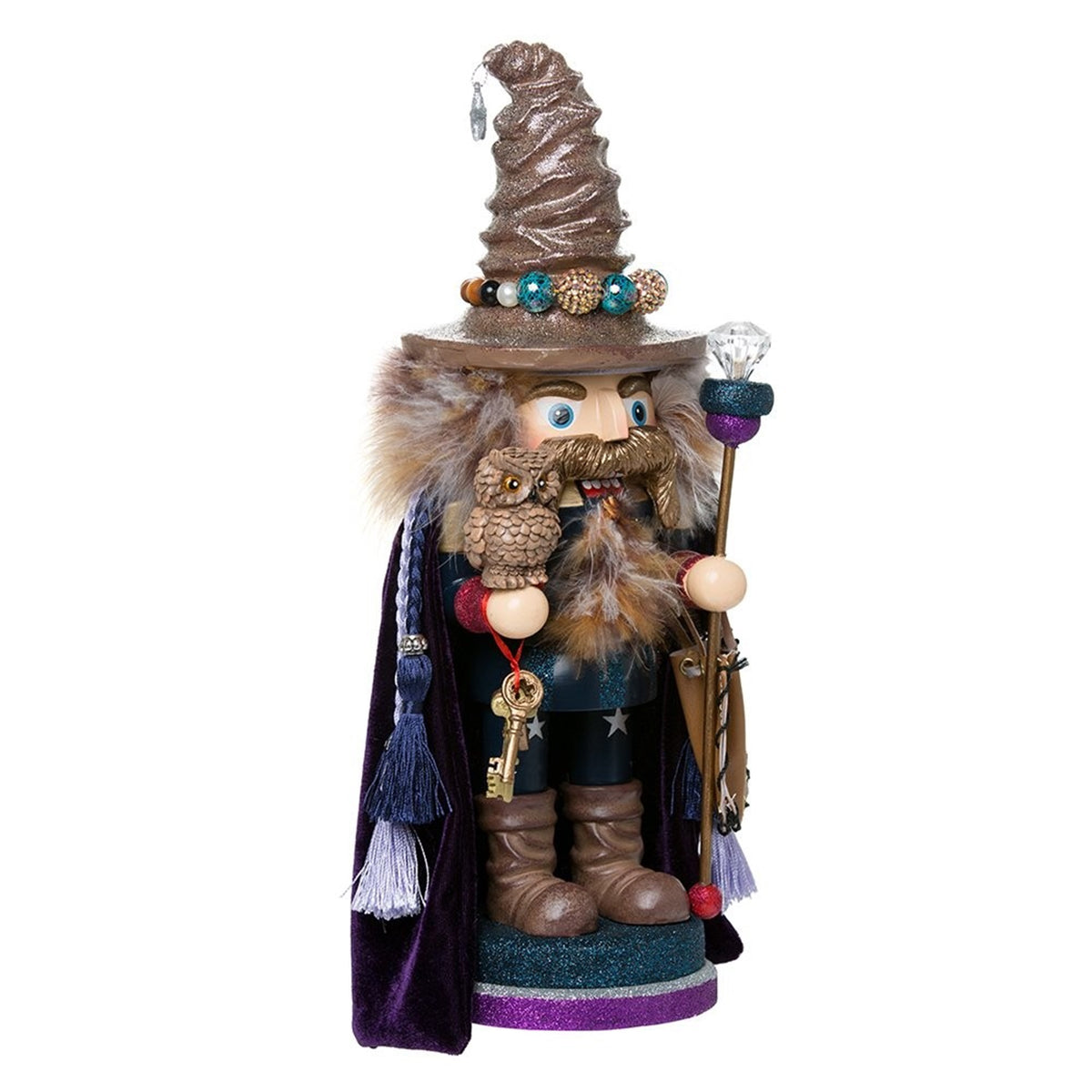 Kurt Adler Hollywood Wizard Nutcracker with Owl, 15 inch
