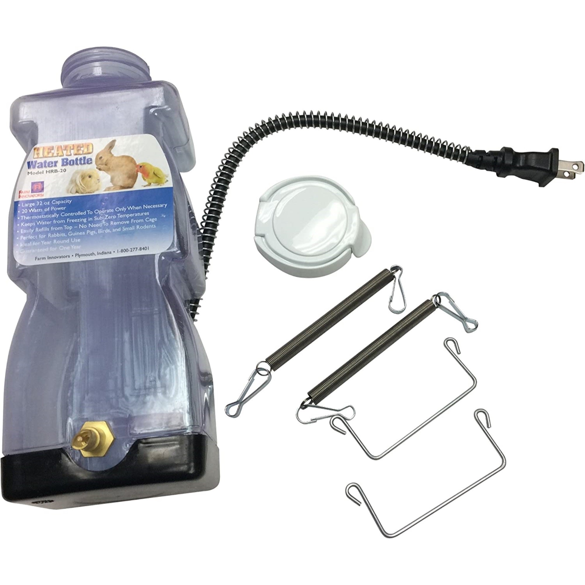 Farm Innovators Model Heated Water Bottle for Rabbits, 32-Ounce, 20-Watt