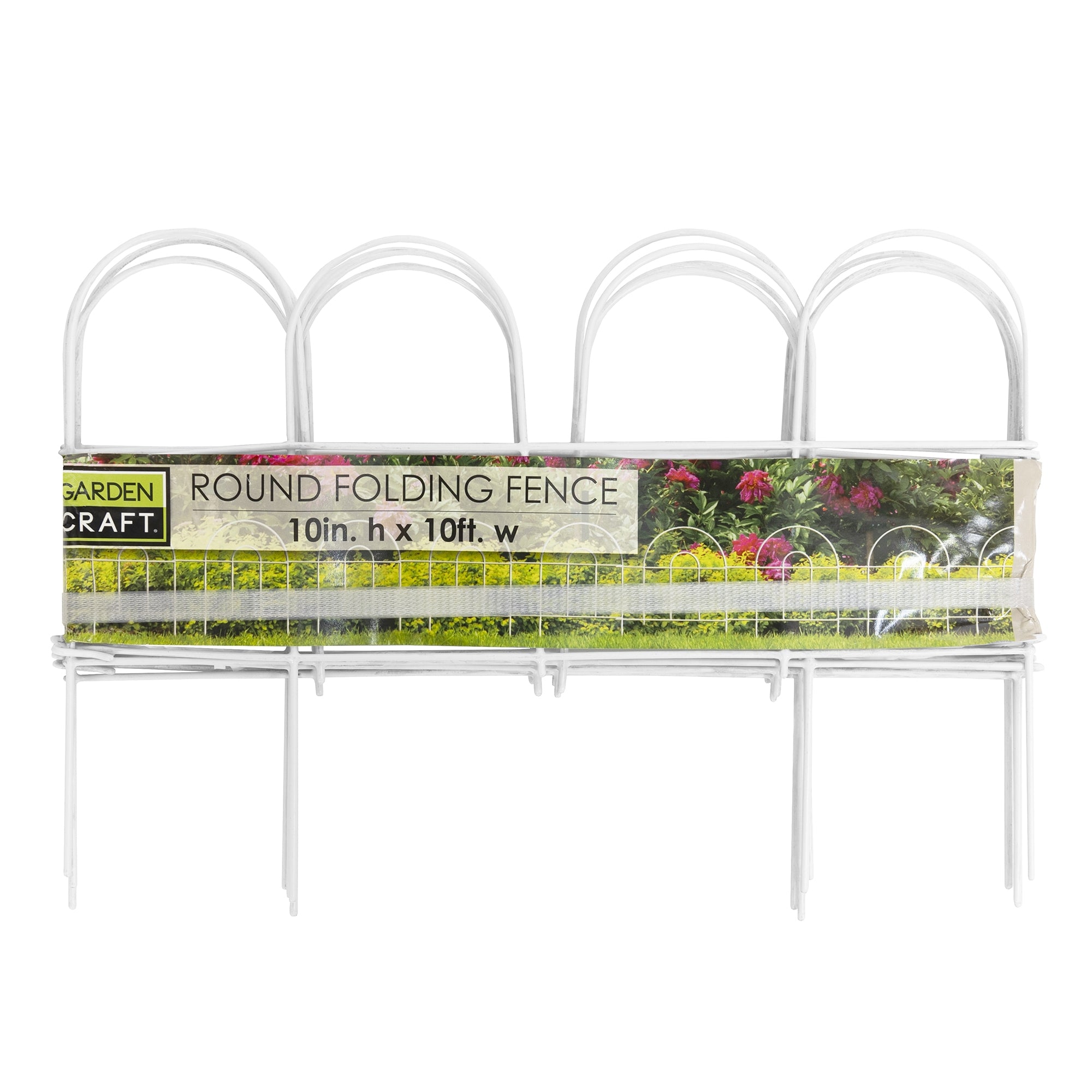Origin Point Garden Craft Round Folding Border Fence, White, 10'L x 10" H