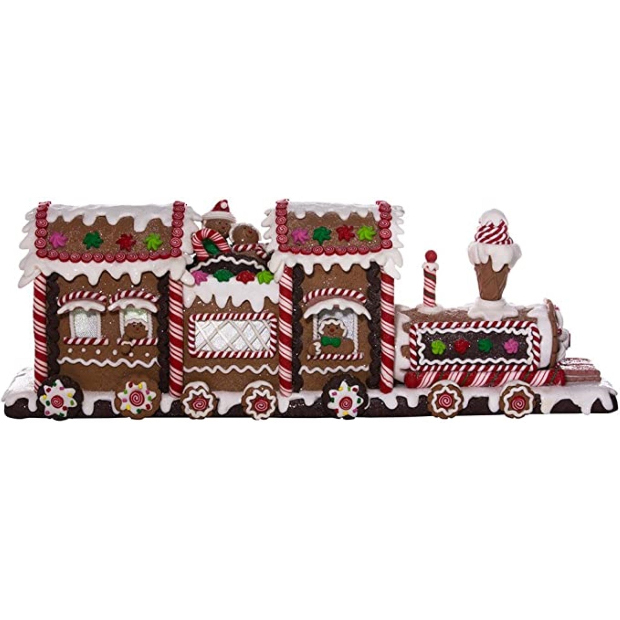 Kurt Adler Battery-Operated Gingerbread Christmas LED Train Table Piece, 19.5"