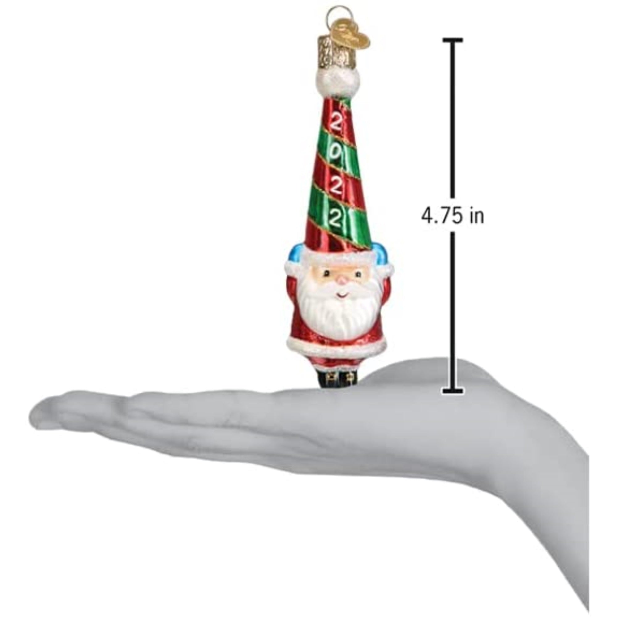 Old World Christmas Blown Glass Christmas Ornament, 2022 Happy Santa
