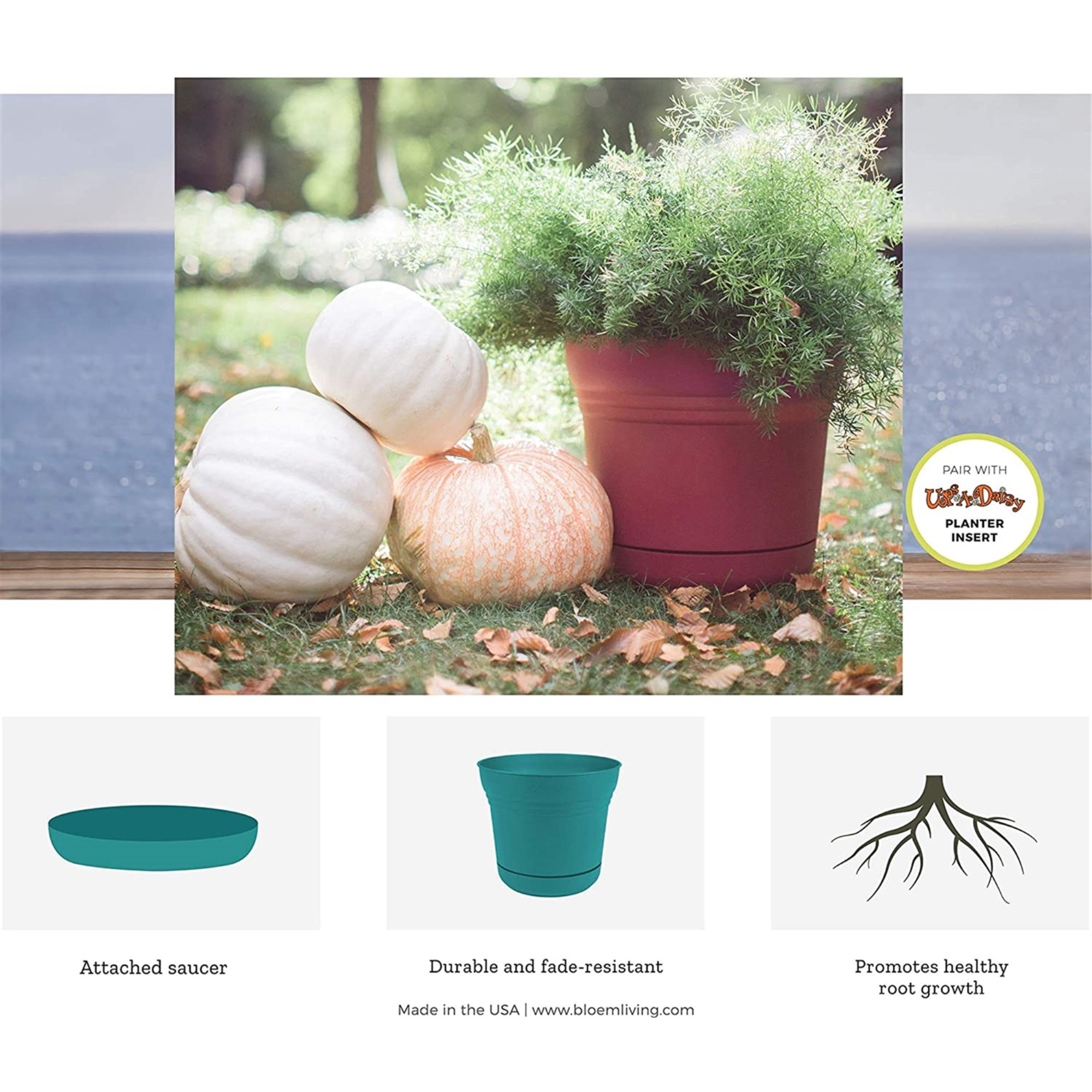 Bloem Saturn Plastic In/Outdoor Flower Pot Planter with Saucers