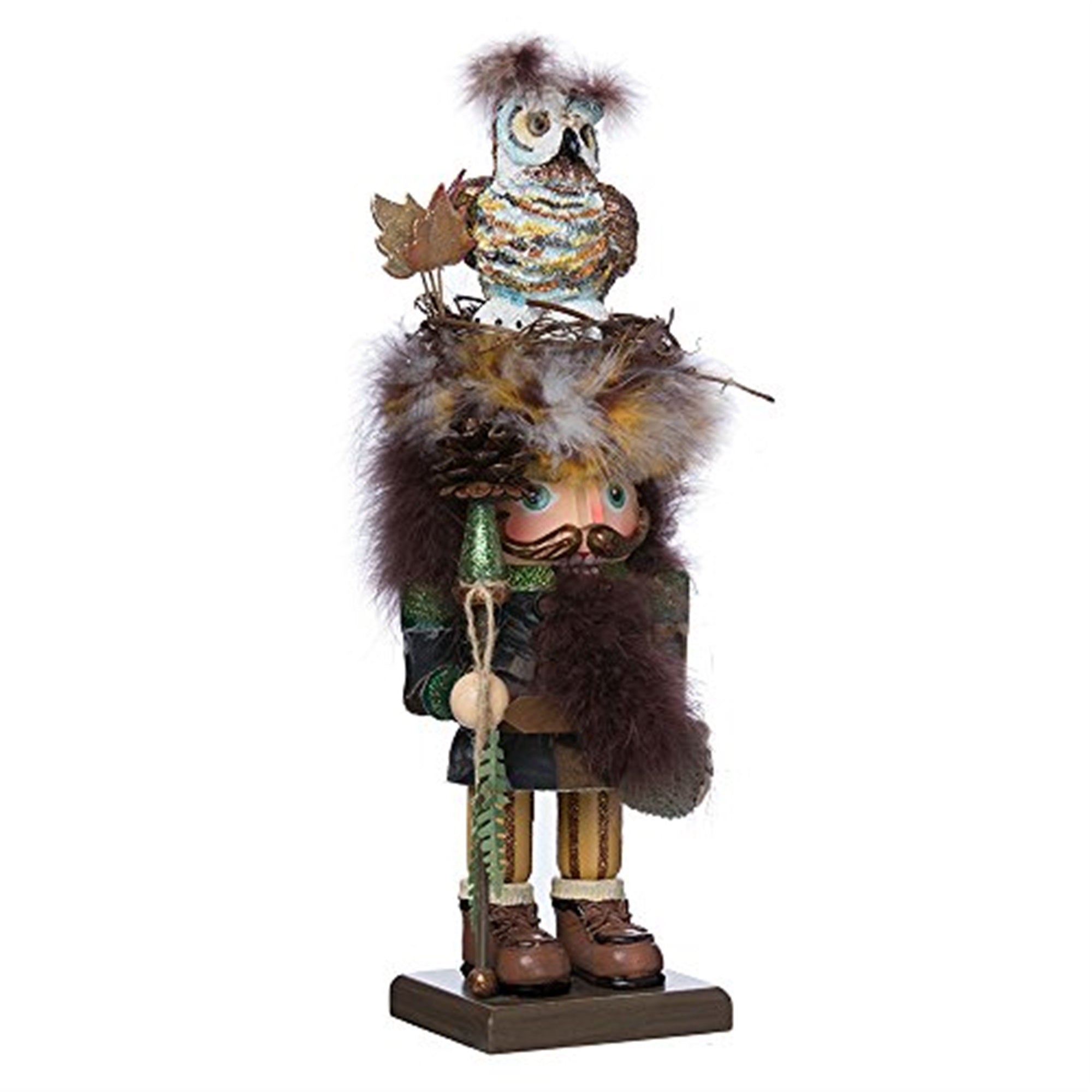 Kurt Adler Hollywood Nutcracker Woodsman with Owl Hat, 16"