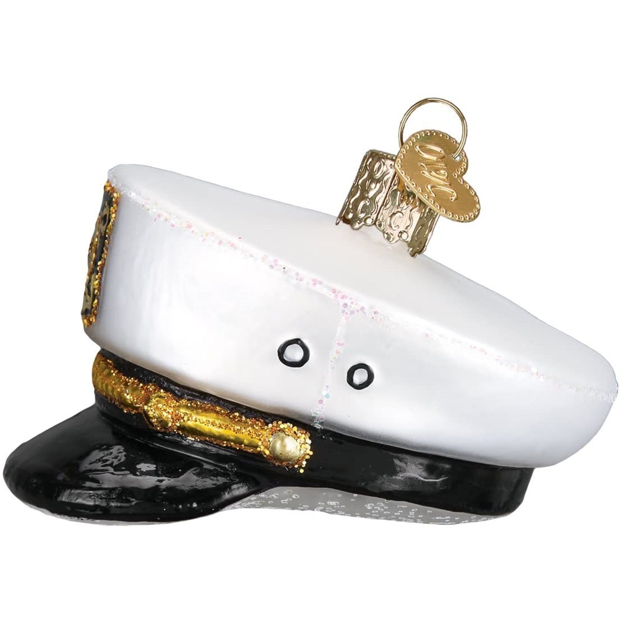 Old World Christmas Glass Blown Ornament Captain's Hat, 2.75"