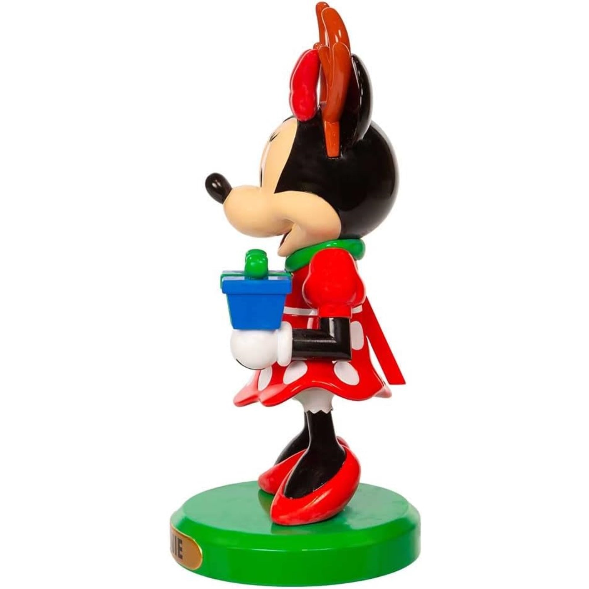 Kurt Adler Disney Minnie Mouse with Antlers and Present Nutcracker, 6"
