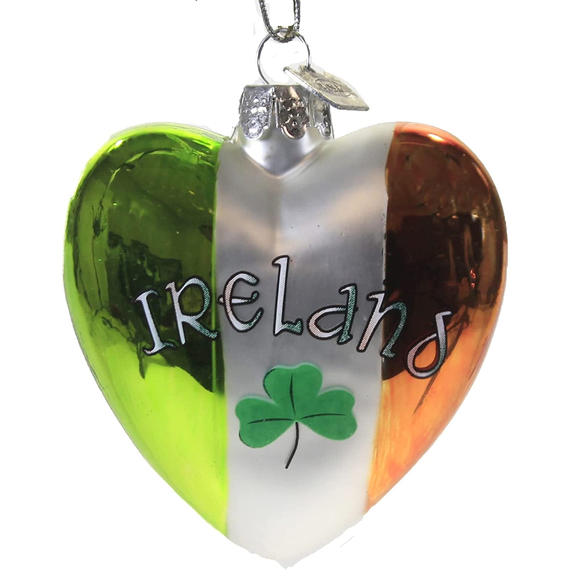 Kurt Adler Ireland Glass Heart Ornament, 5 inches