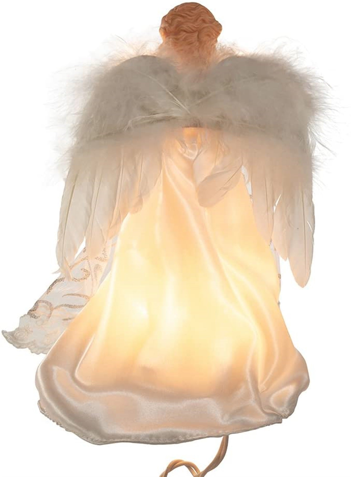Kurt Adler White and Silver Angel Lighted Treetop, 9"