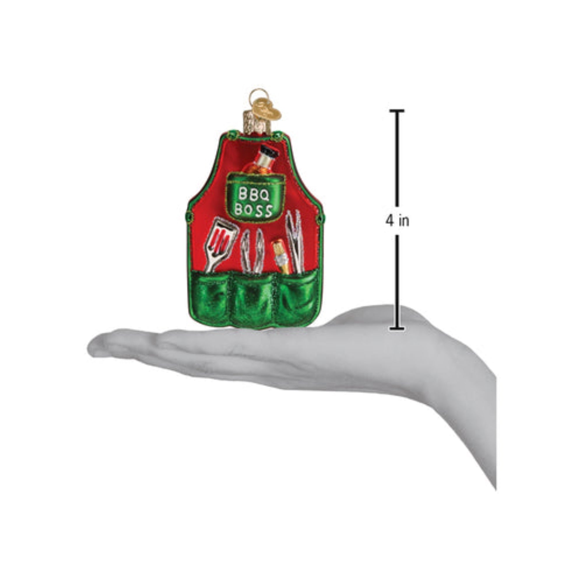 Old World Christmas Bbq Apron Blown Glass Holiday Ornament For Tree