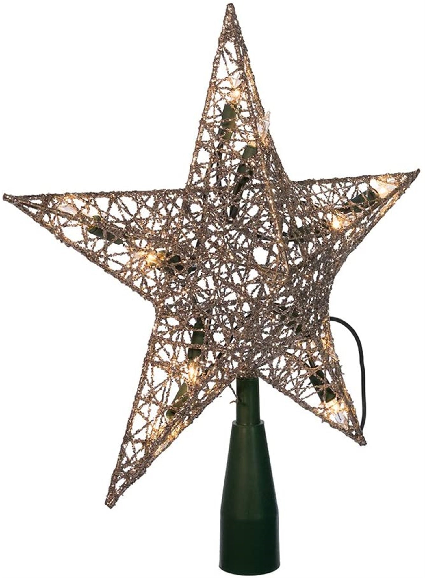 Kurt Adler (#UL0131S) Silver Wire Star Tree Topper w/ 10 Lights, 9"