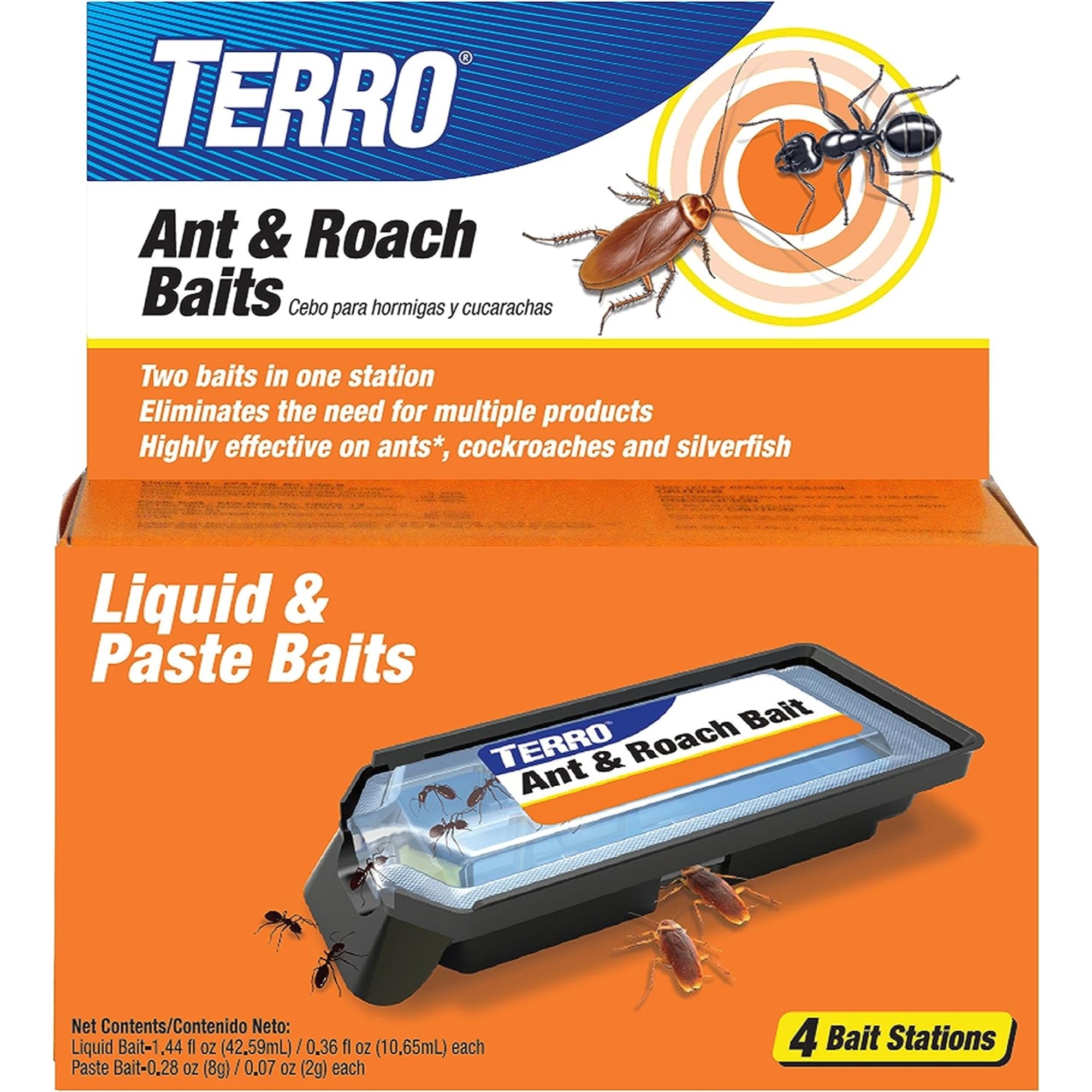 Terro (#T360) Ant & Roach Bait Stations, 4 pack, Black