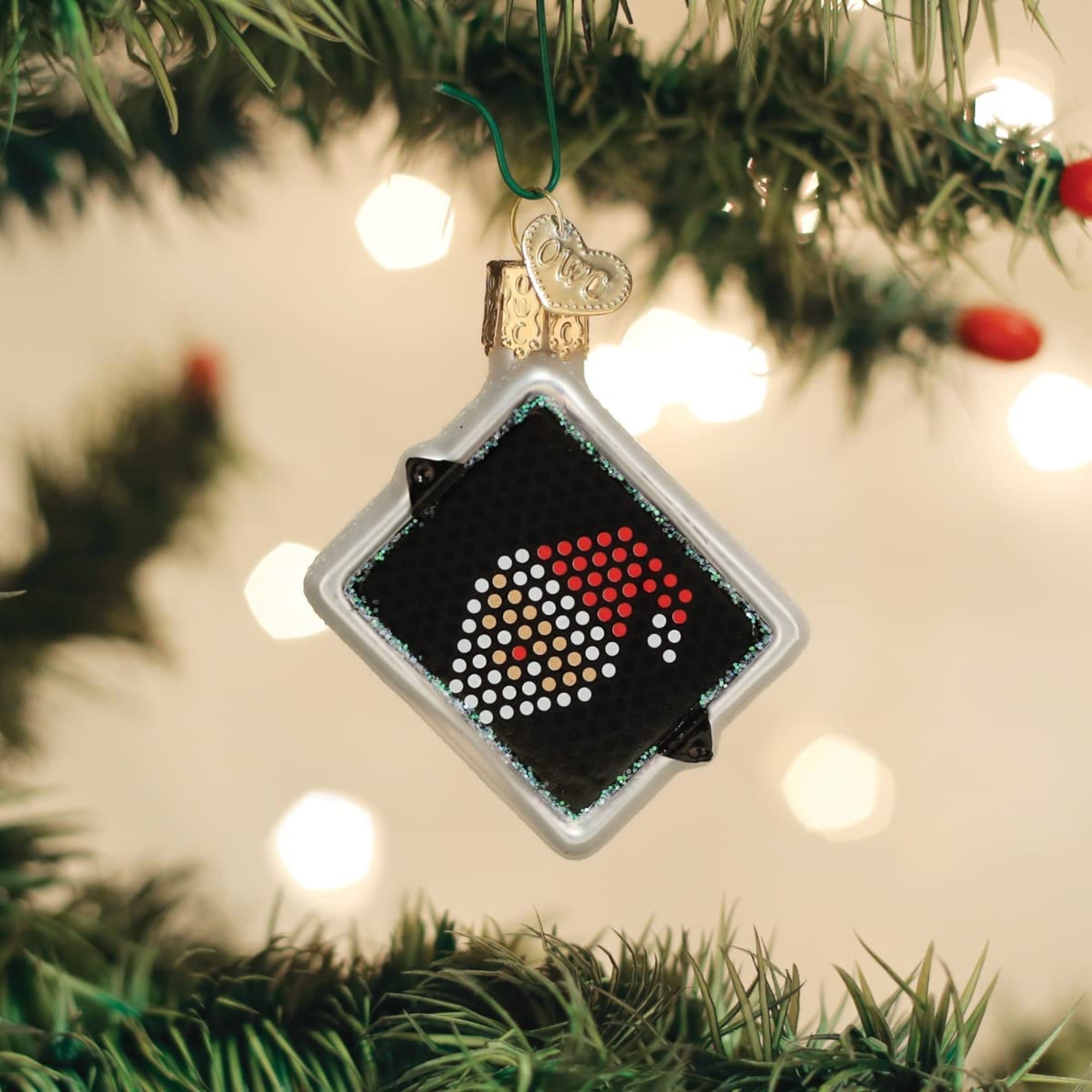 Old World Christmas Mini Blown Glass Lite Brite Ornament, 2.5"