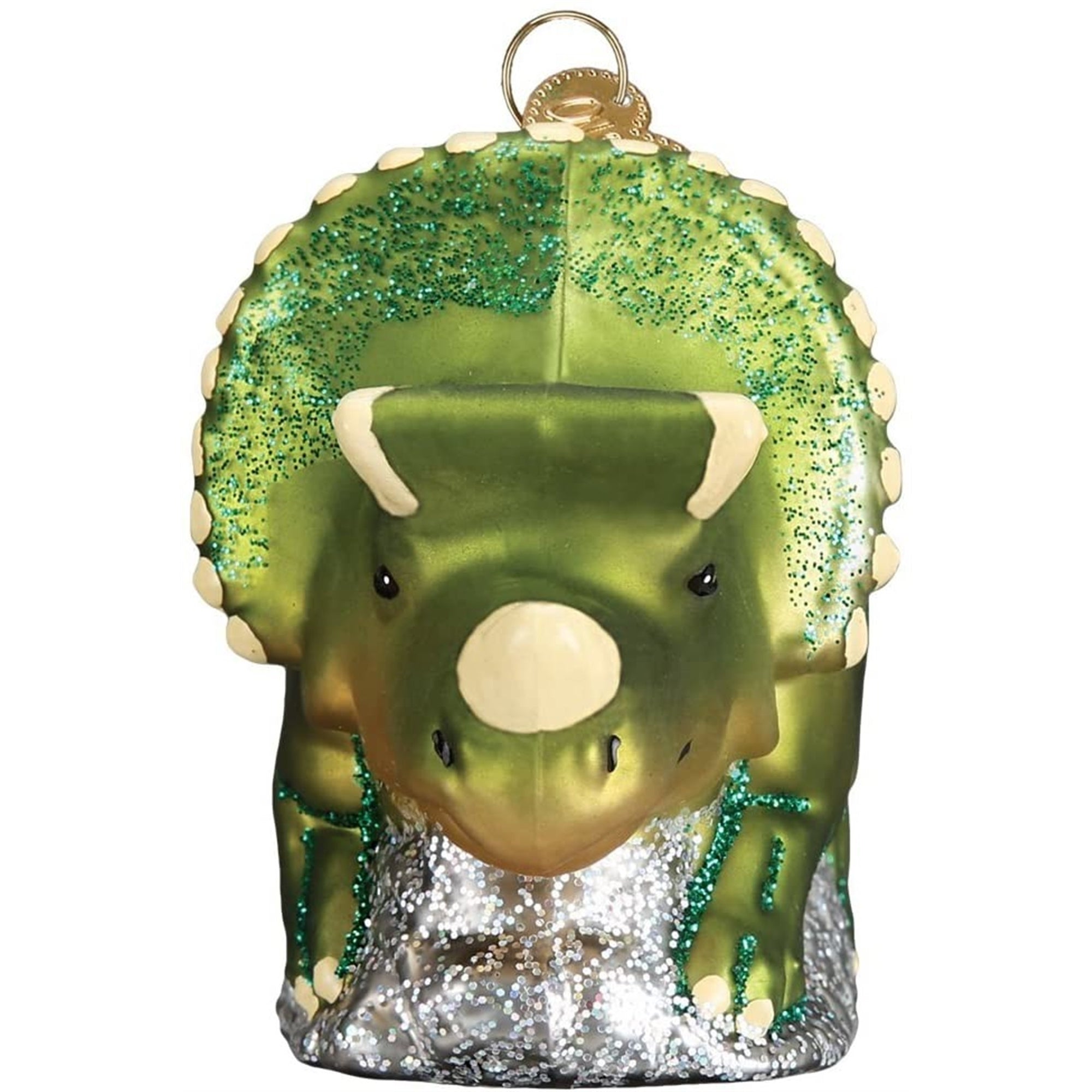 Old World Christmas Blown Triceratops Glass Ornament