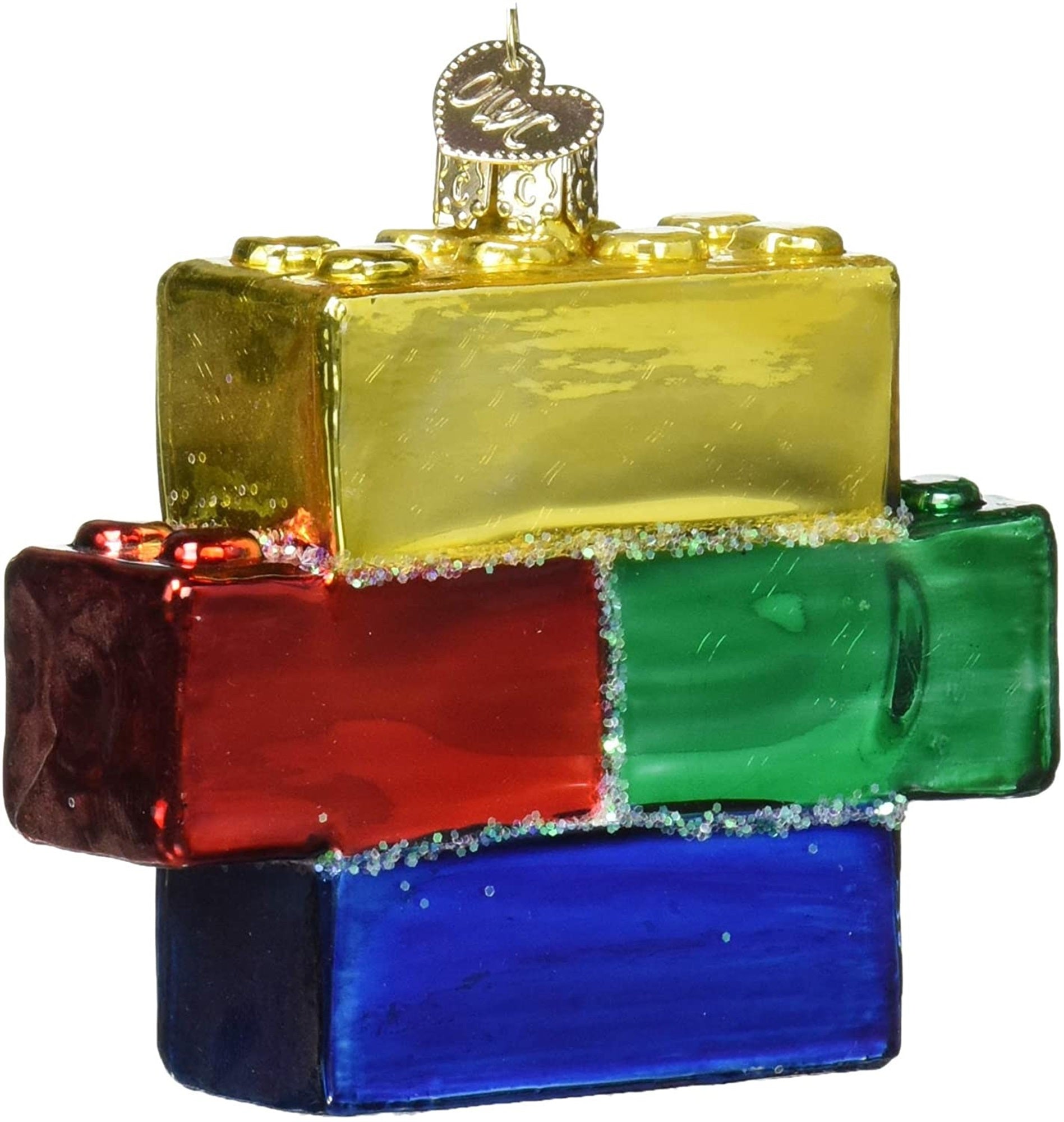 Old World Christmas Glass Blown Building Blocks Ornament