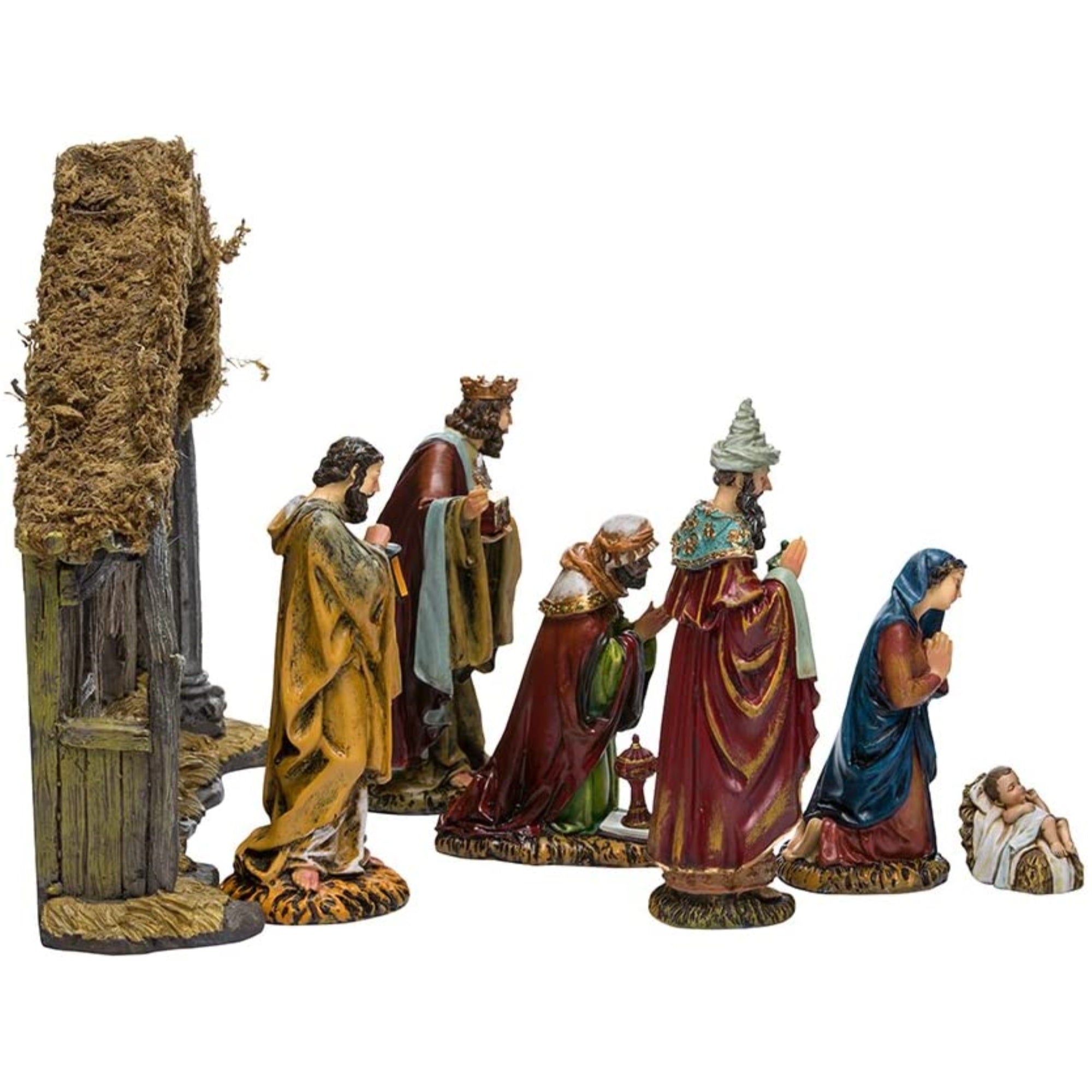 Kurt Adler Nativity Set With Stable, 7-Piece Figurine Set
